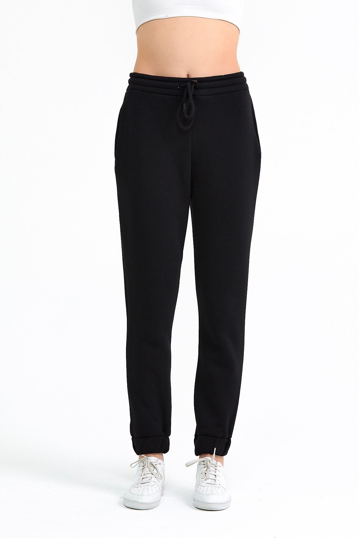 Cool Style Kadın Siyah Koton Jogger Pantolon