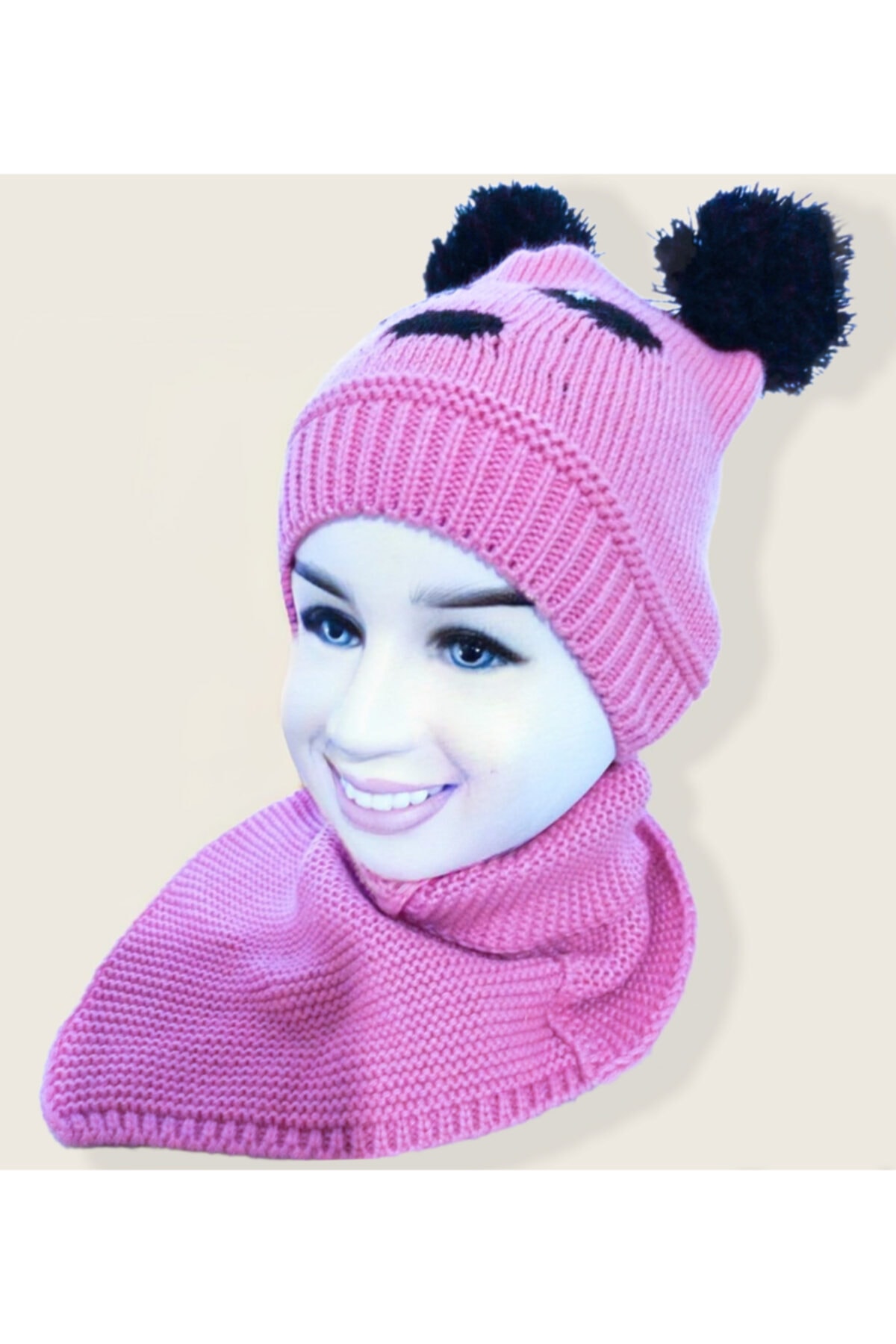 Snowygirl Bere Ve Boyunluk Takımı Tatlı Panda 2-4 Yaş