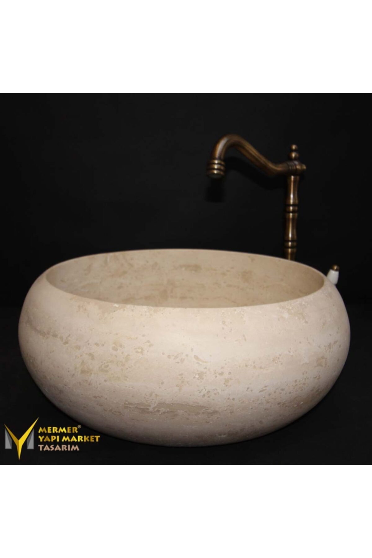 MYM Mermer Yapı Market Tasarım Traverten Bombeli Dizayn Lavabo