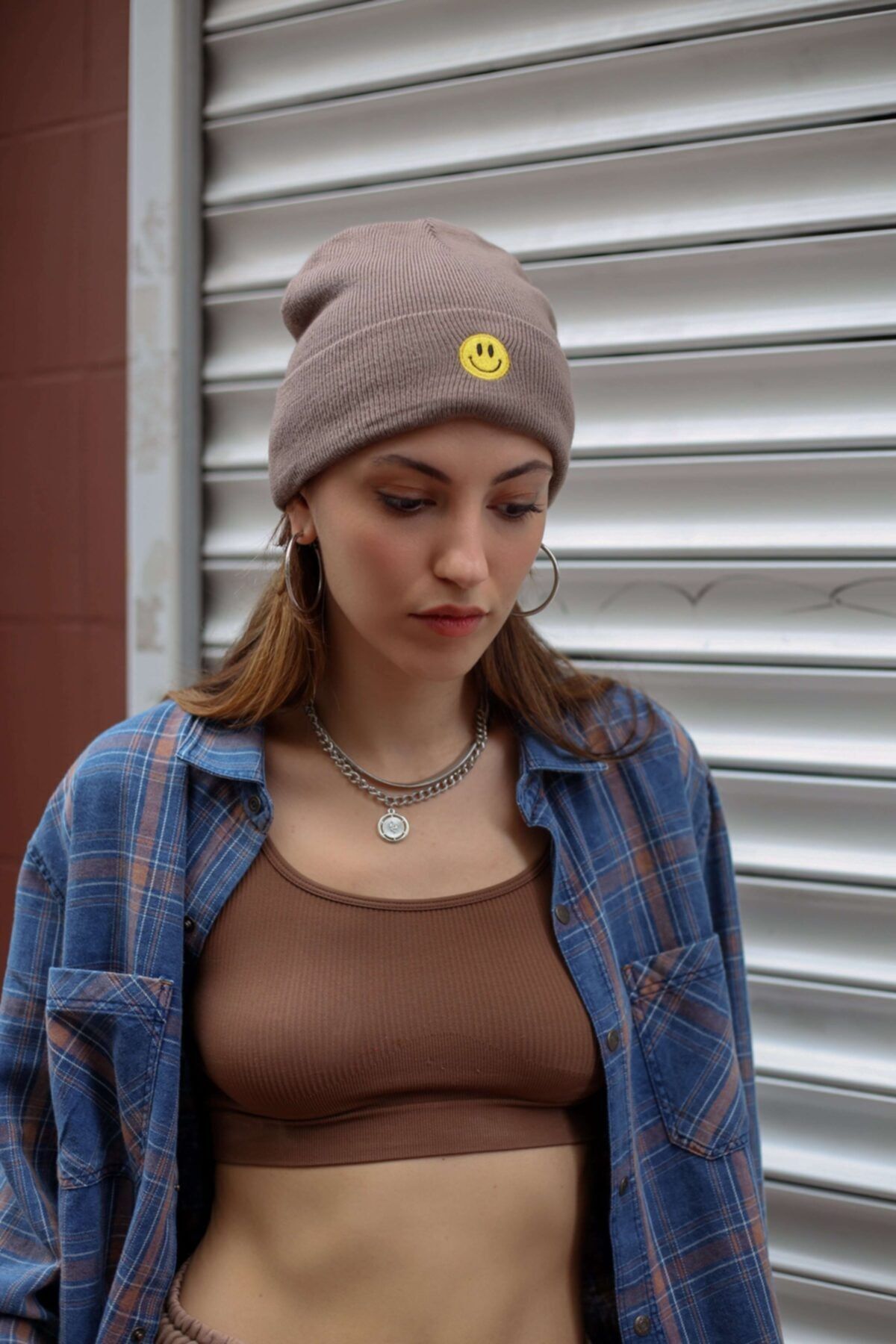 Kity Boof Beanie Smiley Light Brown Bere