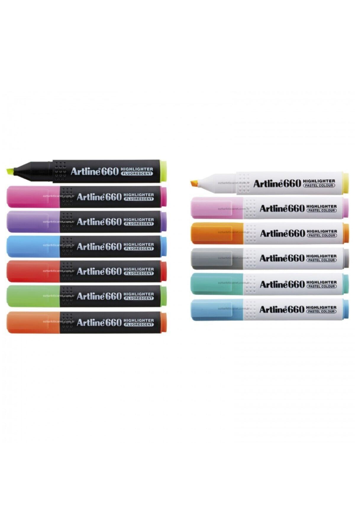artline 660 Neon + Pastel Seri 13 Renk Fosforlu Kalem Seti