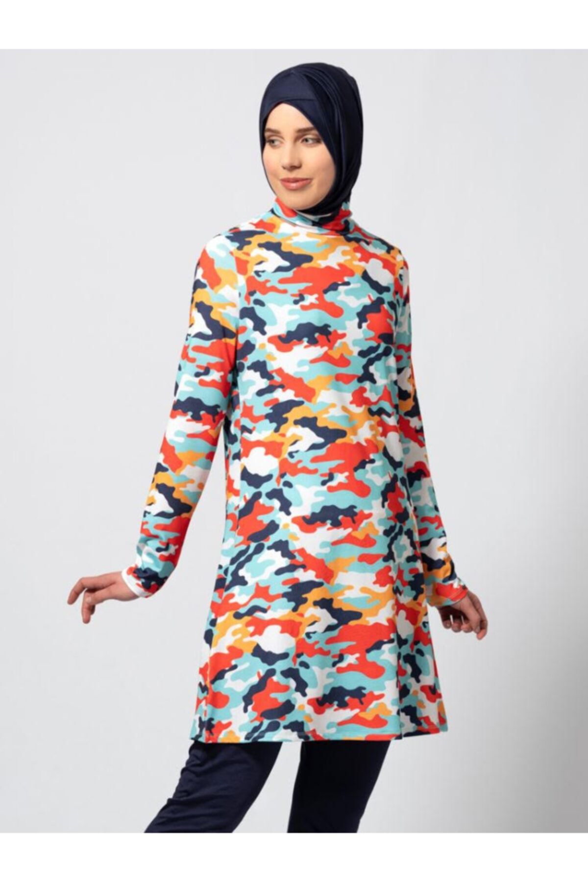 Neva Style Desenli Tam Kapalı Tesettür Mayo Marina Mayo 1849dsn