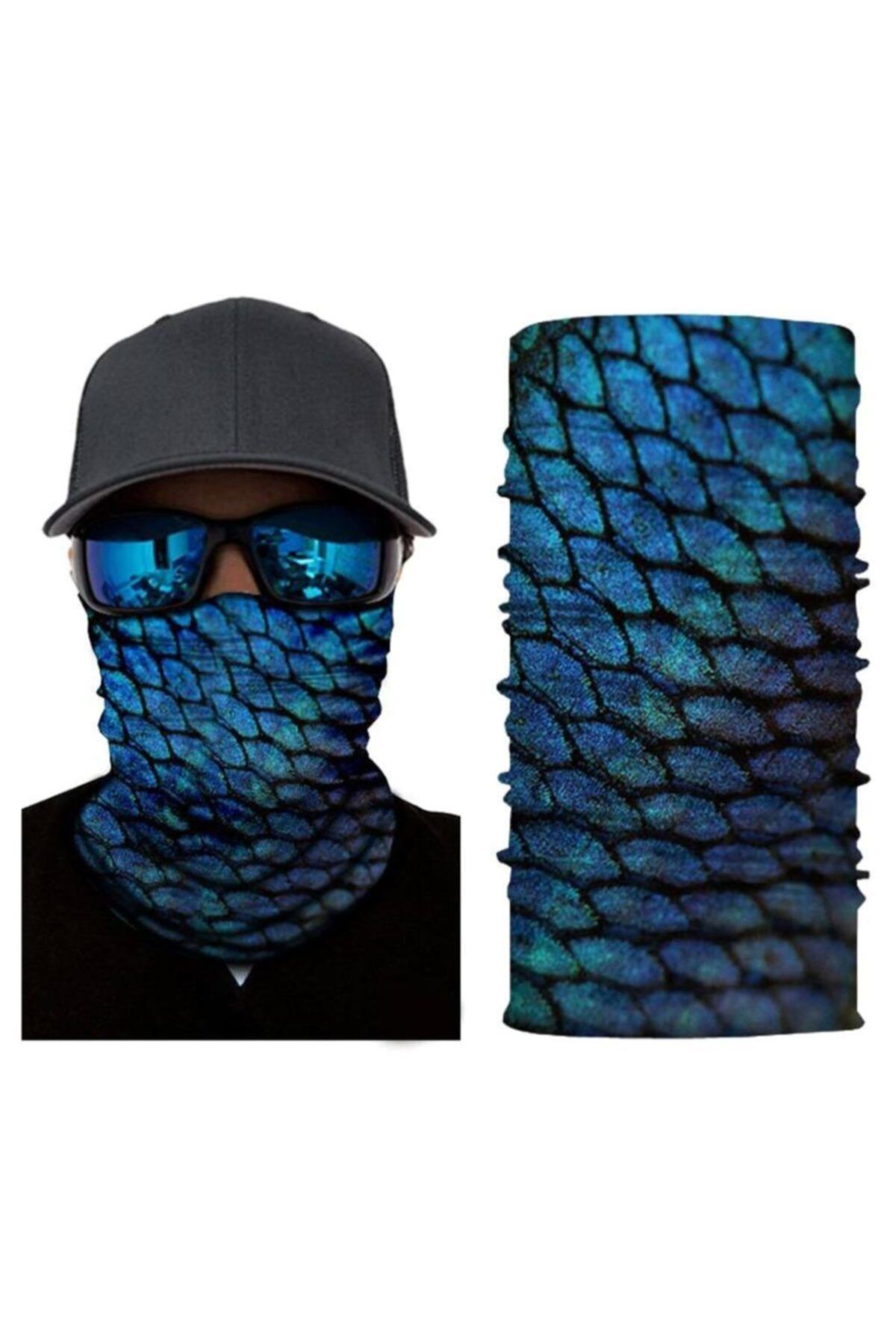 Knmaster Blue Scales Buff Bandana Boyunluk Maske Saç Bandı 10'lu Paket
