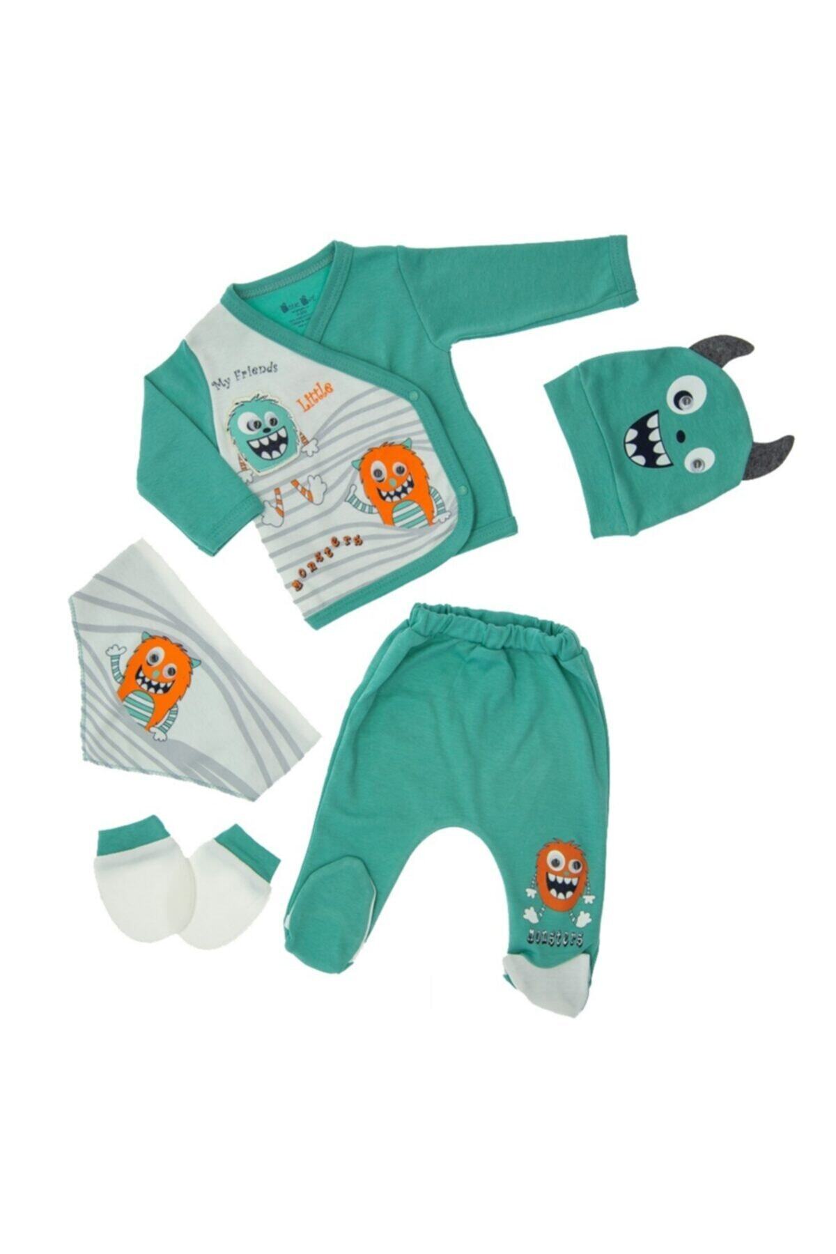 Little Gift Unisex Bebek Yeşil 5 Li Zıbın Hastane Çıkış Seti