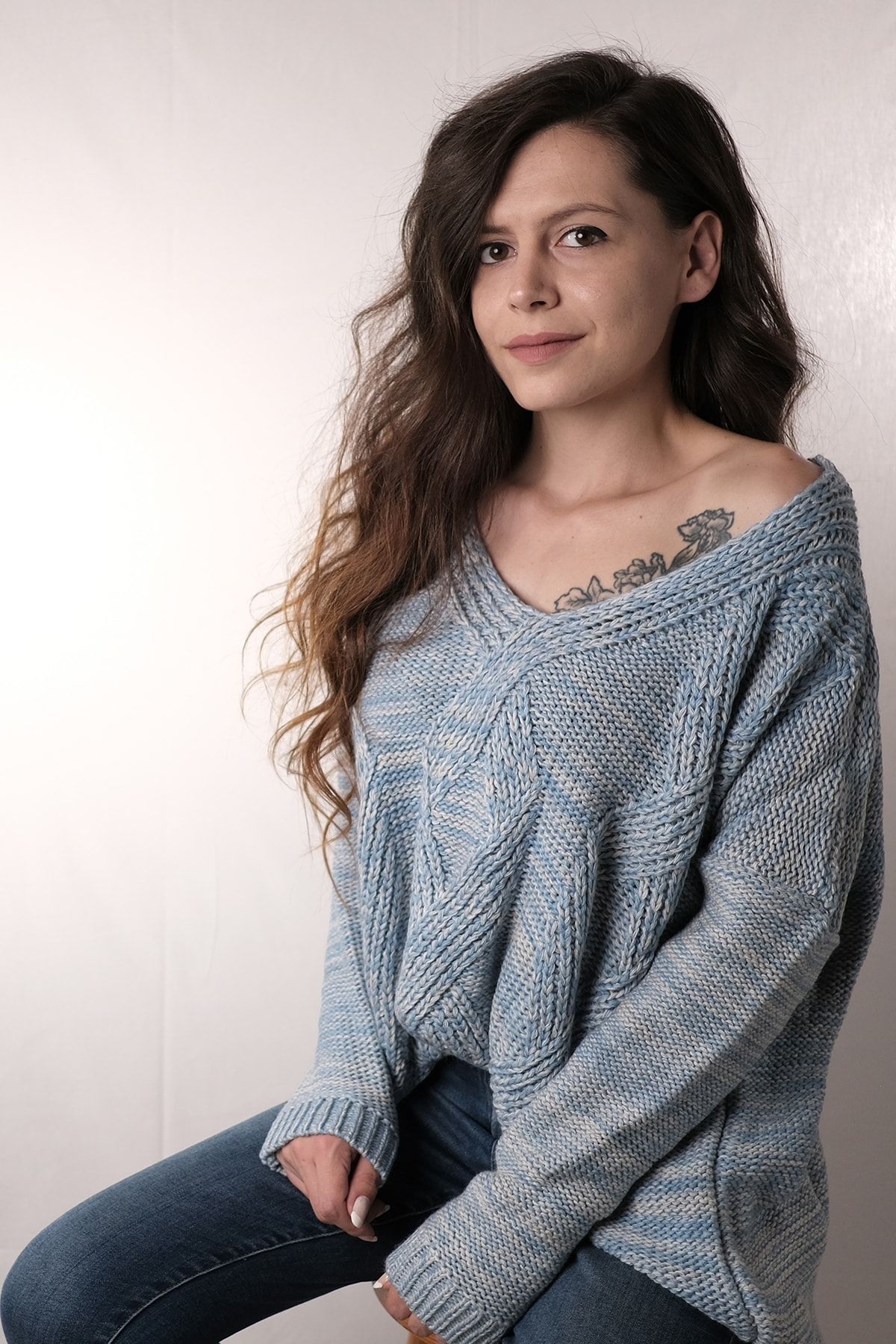 Arancia Boutique Mavi Örgü Kazak