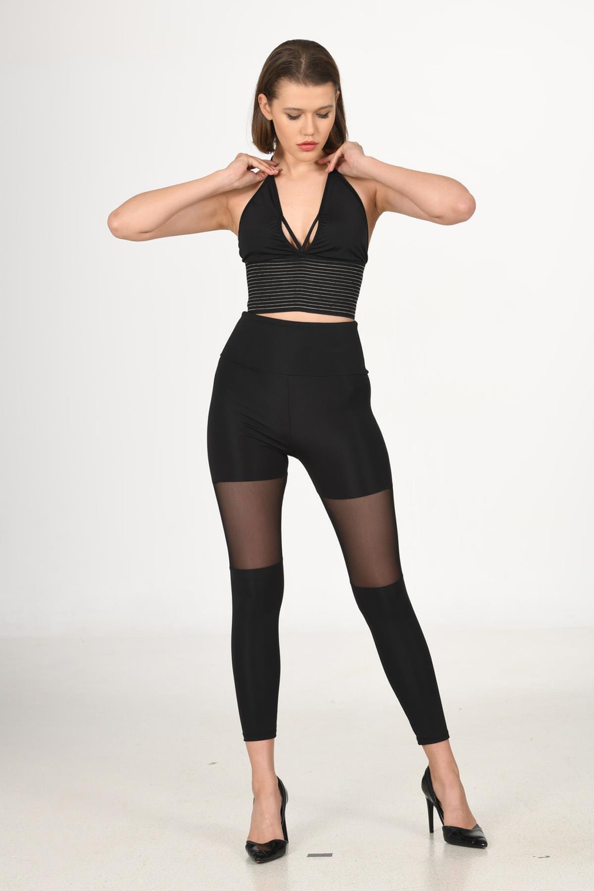 vonda wear 22920 - Kadın Siyah Transparan Tayt