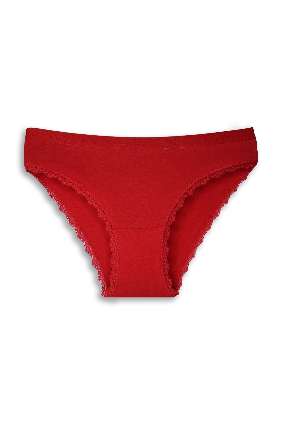 GÜMÜŞ Kırmızı Kenarları Dantelli Slip Bayan Külot Tm694