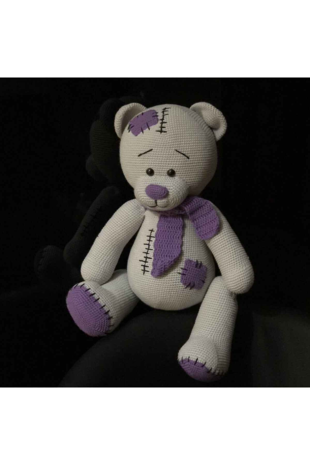 Kare Art Amigurumi Yamalı Ayıcık. Hediyelik Dekoratif Örgü Oyuncak
