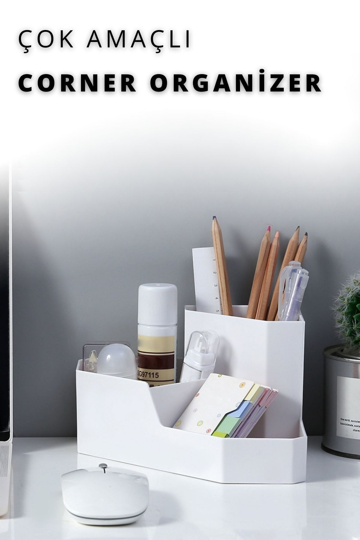 Nandy Home Dekoratif, Çok Amaçlı Corner Organizer Beyaz