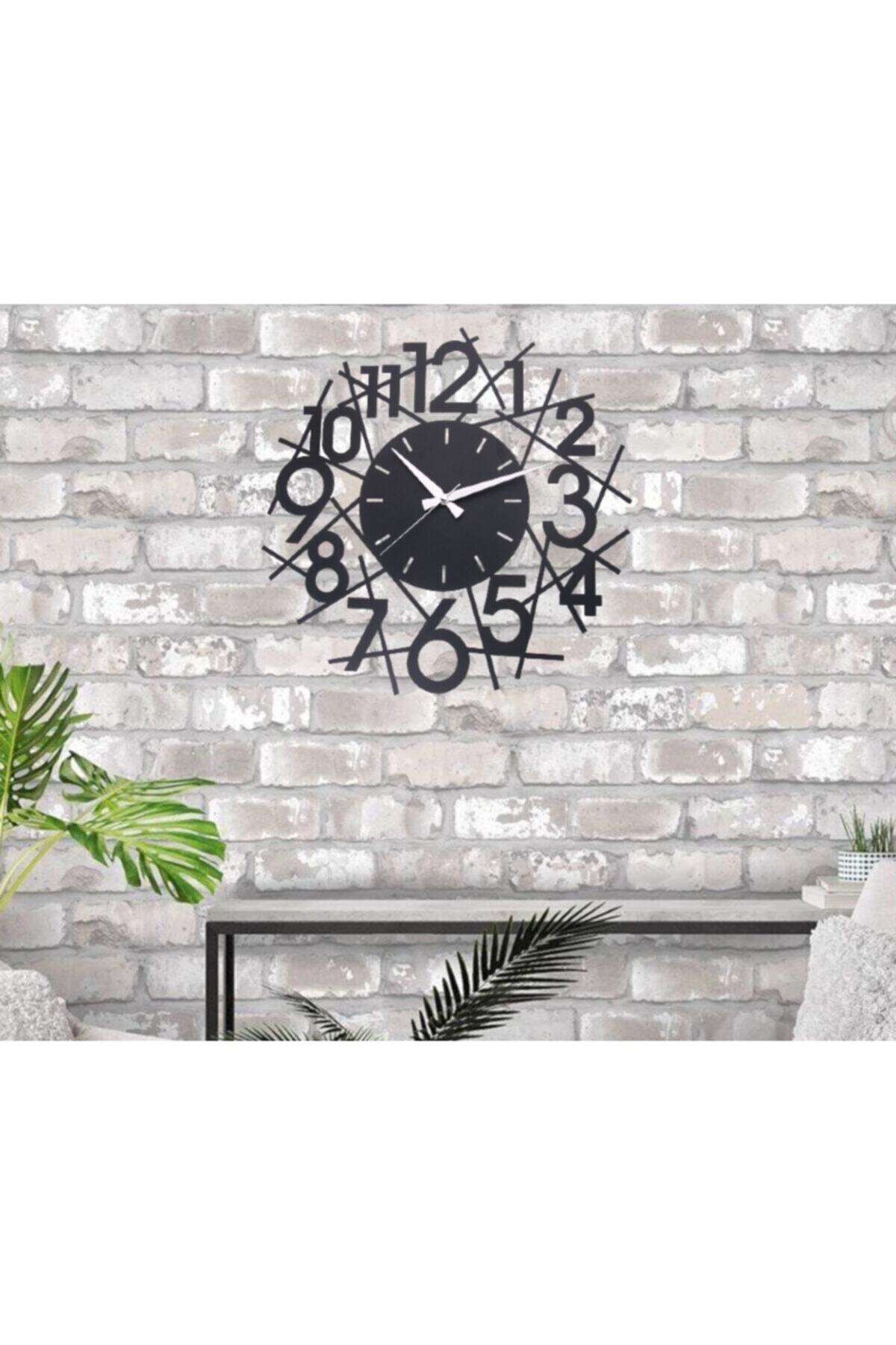 ERA ART Çizgiler Metal Siyah Duvar Saati 50x50