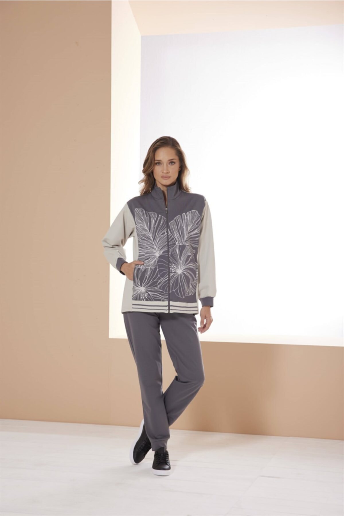 Relax Mode Kadın Gri 2 Iplik Eşofman Takımı - 05239