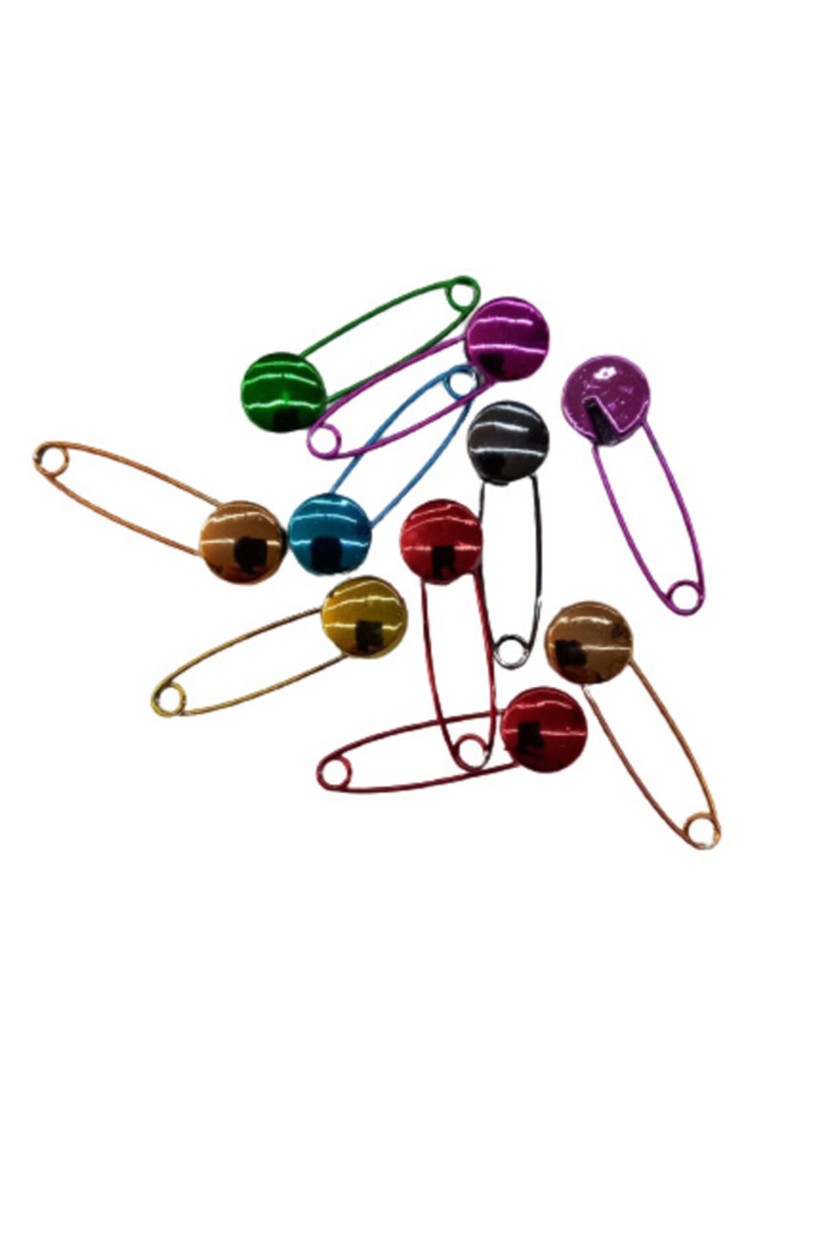 pupets 4 Cm Yuvarlak Başlı Renkli Çengelli Iğne 100 Lü Ymn