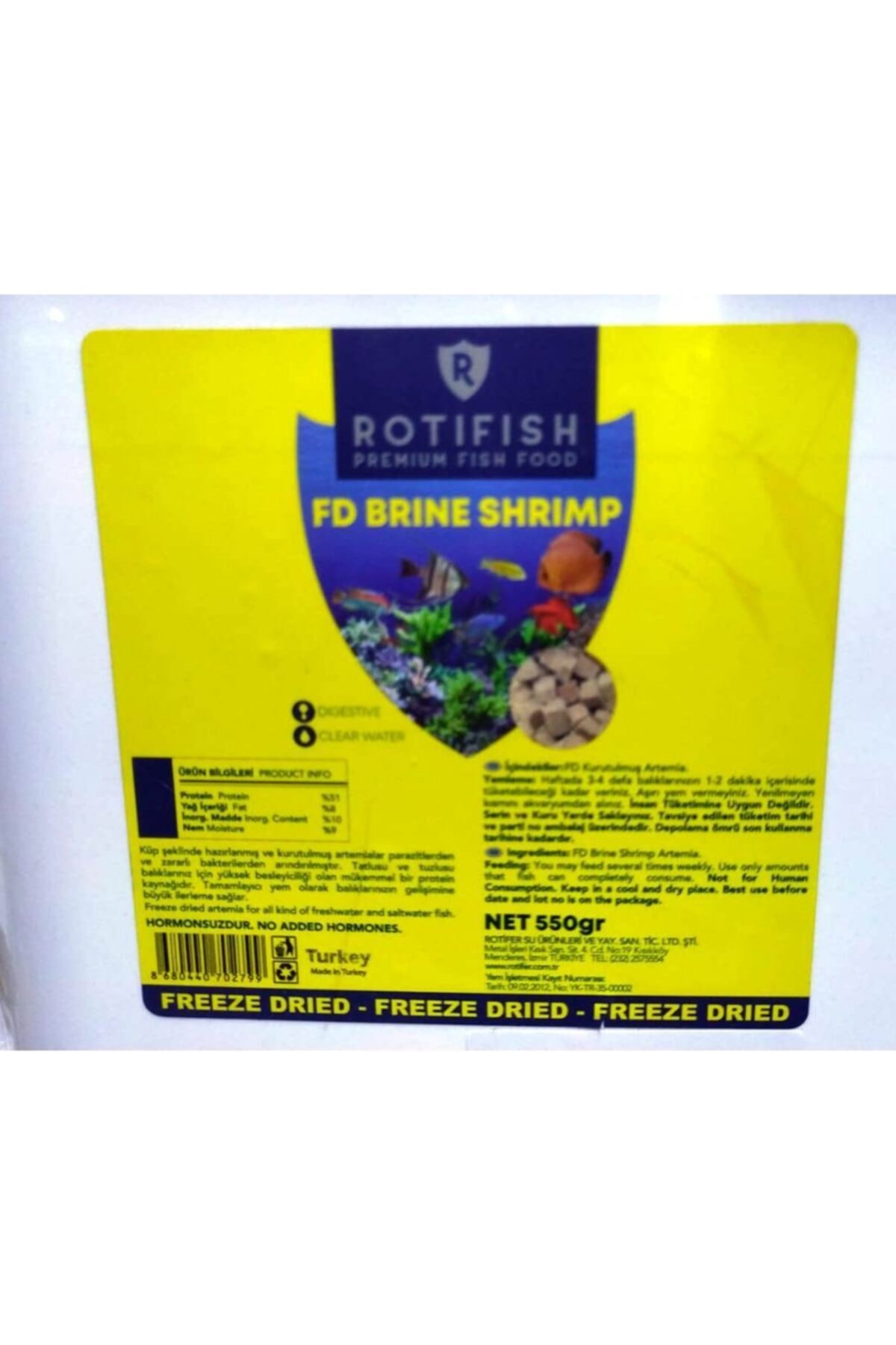 Rotifish Artemia Küp Şeklinde 50gr Fd Brine Shirimp