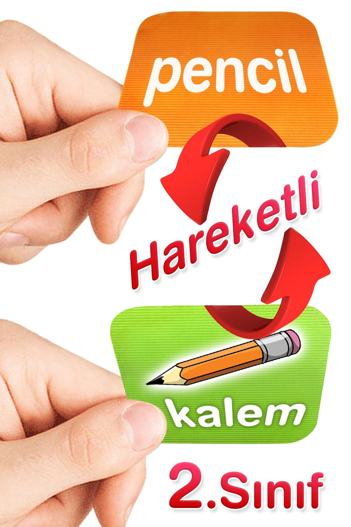 Hologram Kart 2. Sınıf Çevirdikçe Hareket Eden Resimli Ingilizce Kartlar 4x5 Cm