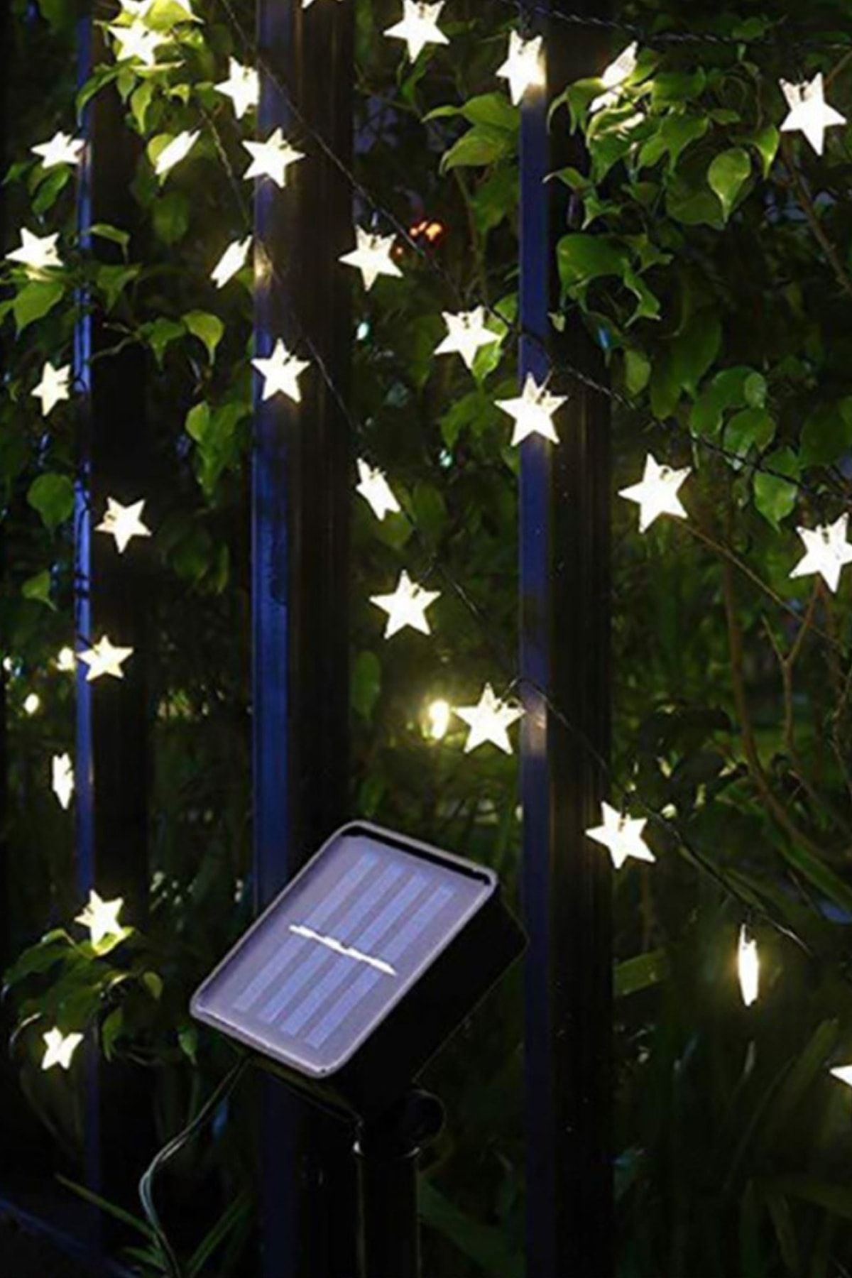 Ahşap Şehri Solar Dekoratif Yıldız Kablo Günışığı 5 Metre Güneş Panelli Led
