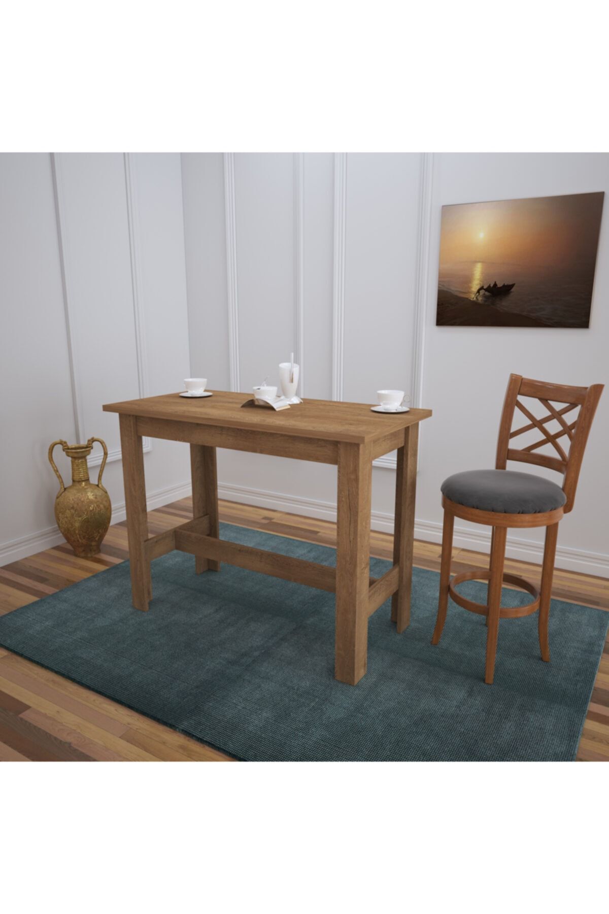 PASİFİC HOME Barra Bar Masası - Mutfak Masası Kafkas Meşe