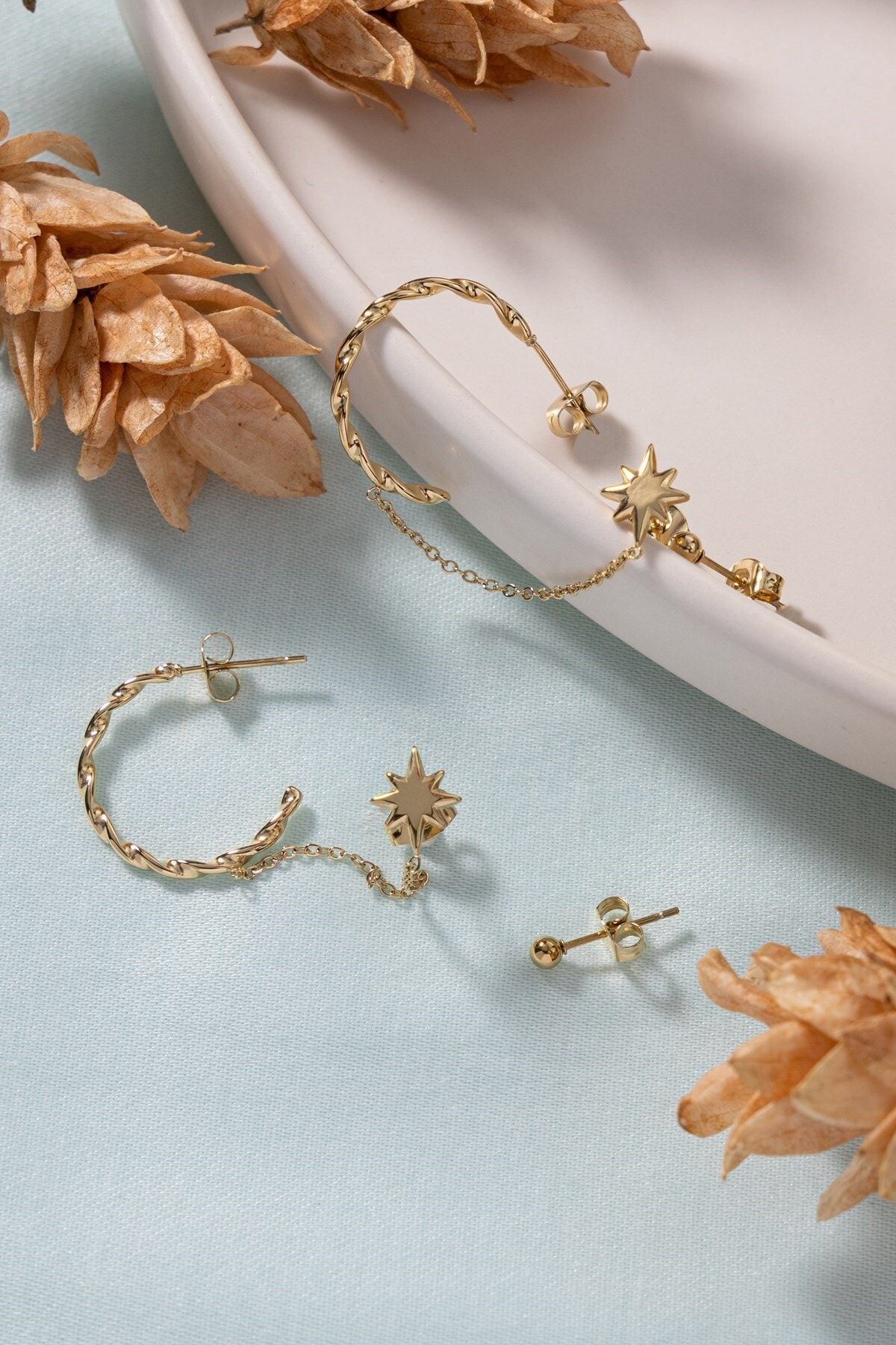Sacha Accessories Çoklu Figürlü Çelik Set Küpe