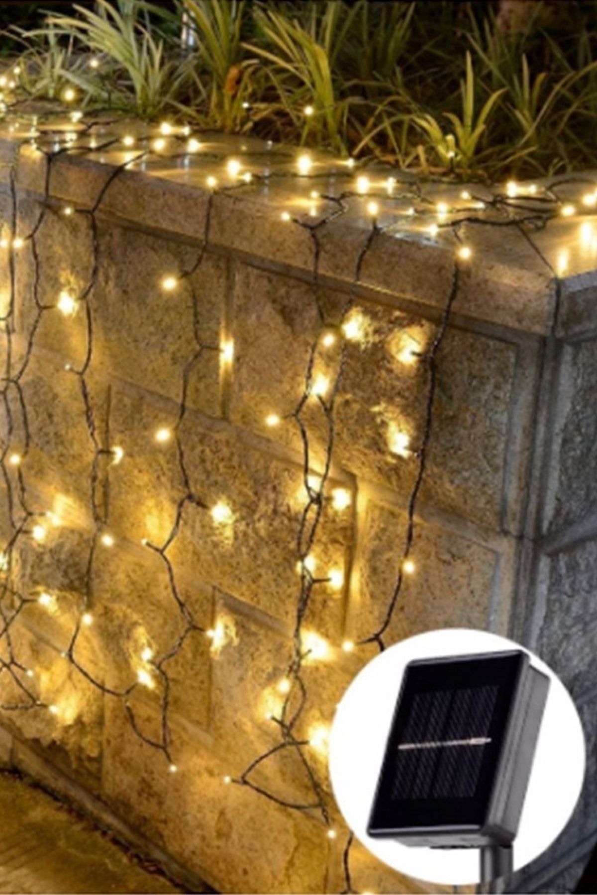 Ahşap Şehri Solar Dekoratif Kablo Günışığı 5 Metre Güneş Panelli Led