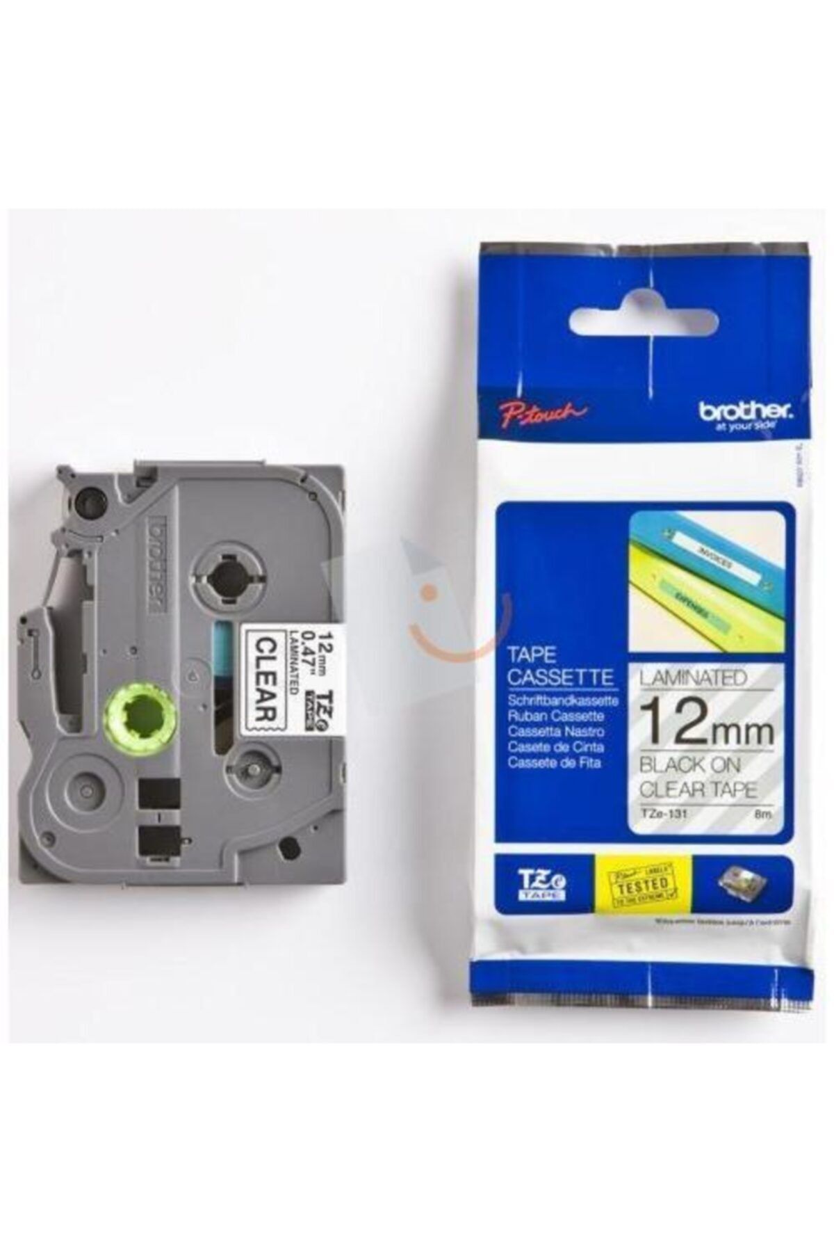 Brother Tze-131 12 Mm Şeffaf Üzeri Siyah Laminasyonlu Etiket