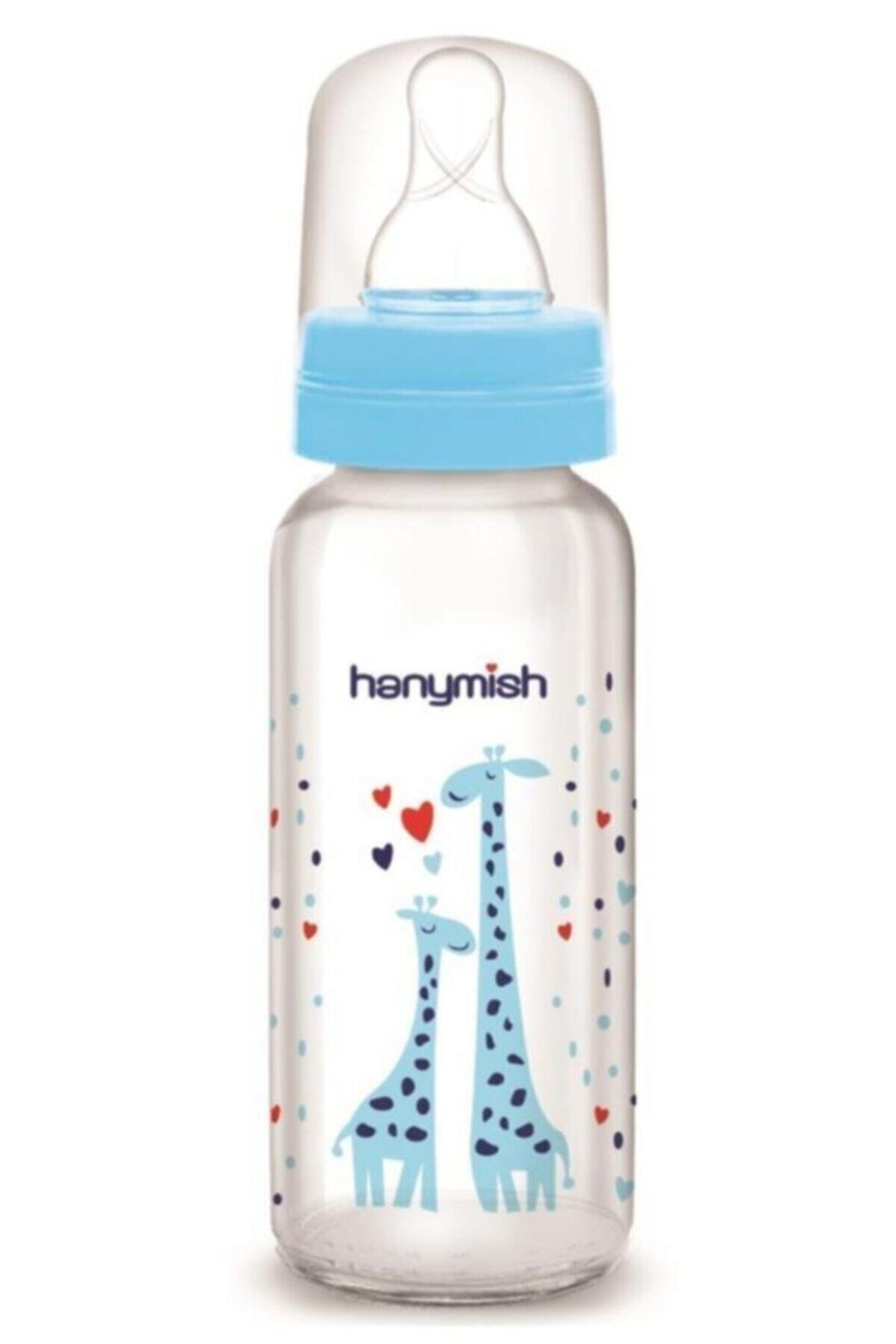 Hanymish Cam Biberon 240ml Zürafa Mavi