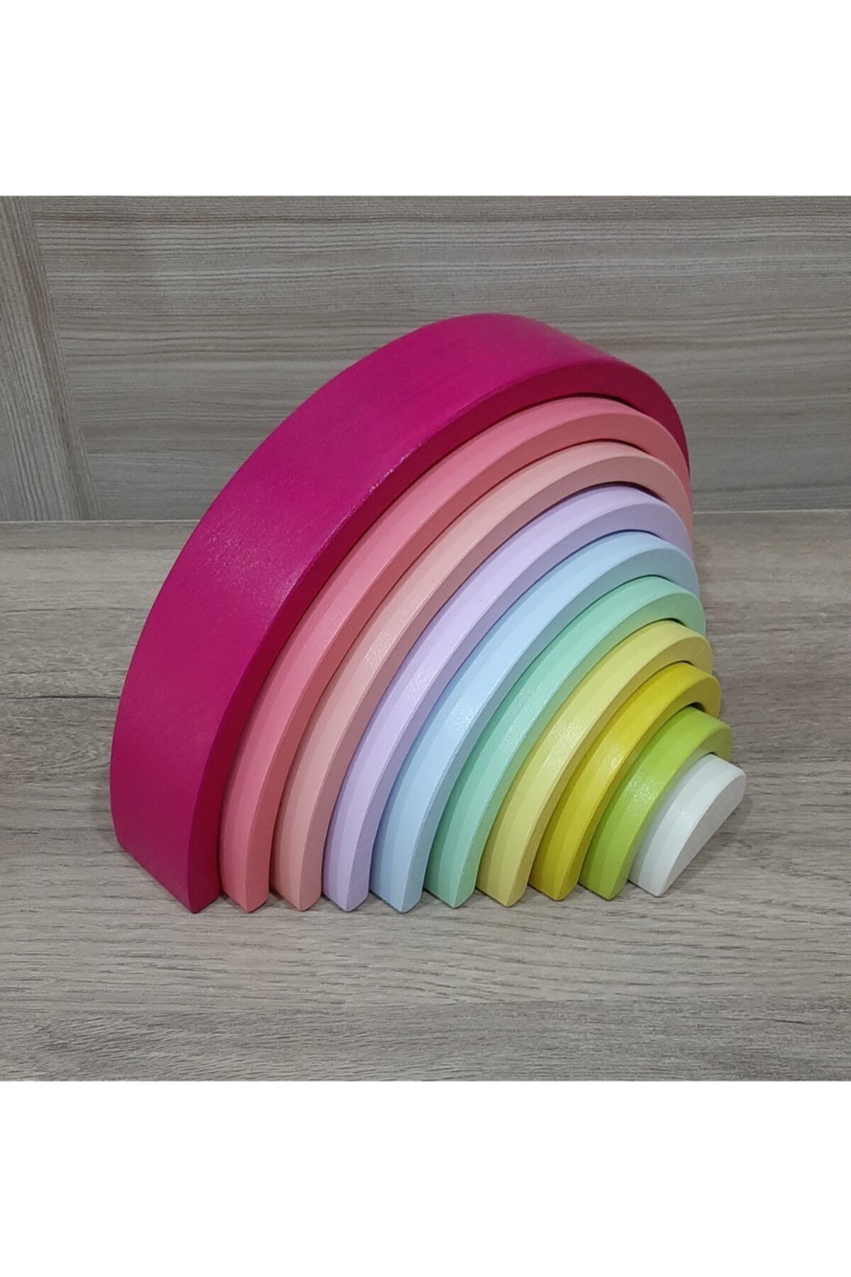 ABS 10'lu Ahşap Gökkuşağı 1 Yaş Prenseslerimize Özel Pastel Renklerde