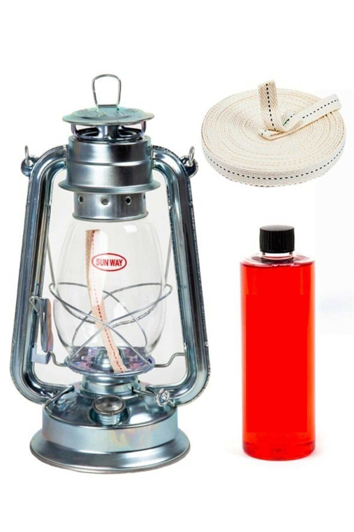 Vipfırsat Gümüş Klasik Kamp Ve Gemici Lambası Büyük Boy 500 Ml Kandil Yakıtı 1 M Fitil