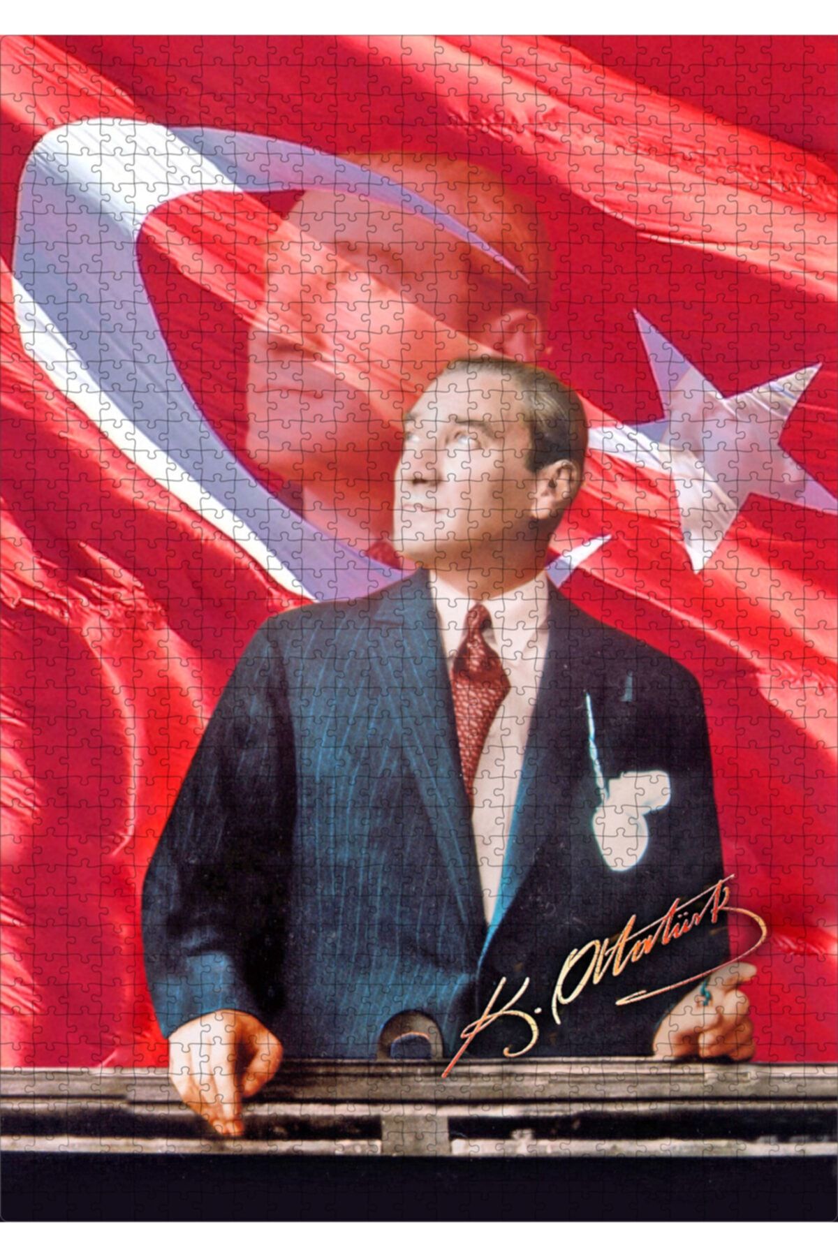 izmirim Atatürk Bayrak 1000 Parça Ahşap Puzzle