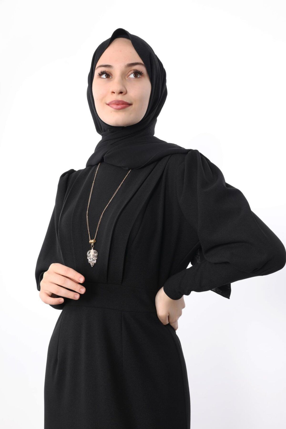Giza Giyim Kolyeli Kalem Elbise Siyah