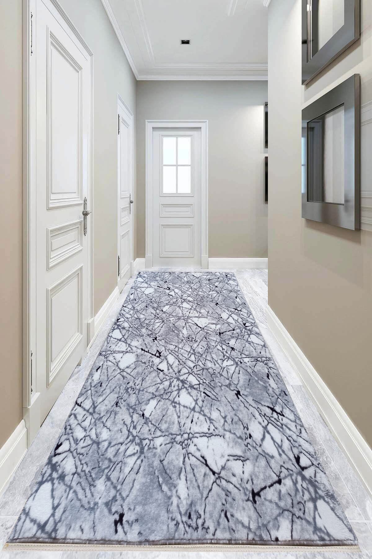 Blooms Home Salon Mutfak Koridor Yolluk Oda Halısı Gri Mermer Plato-1