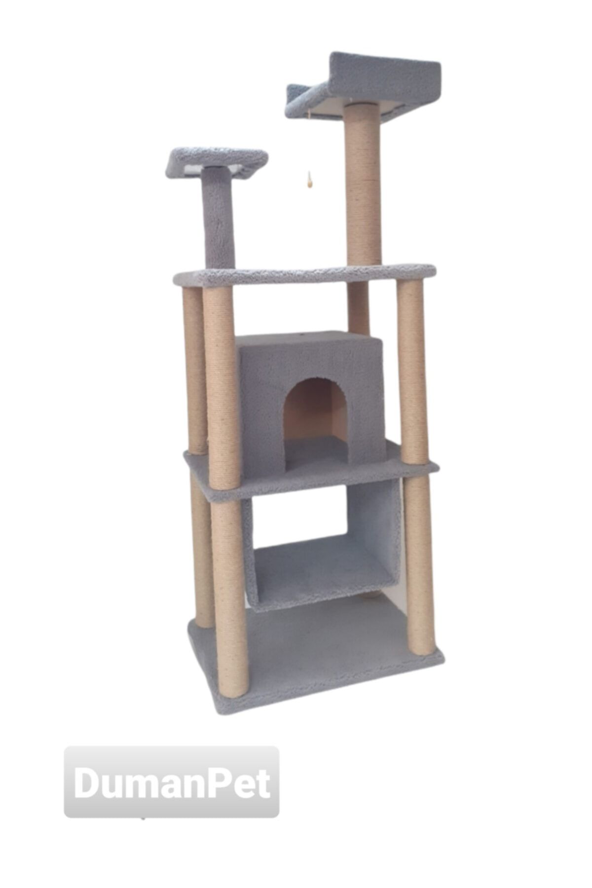 Dumanpet Tırmalama Kedi Evi 145x55x40 Cm [e-3.5] [yataklı] [full] Gri