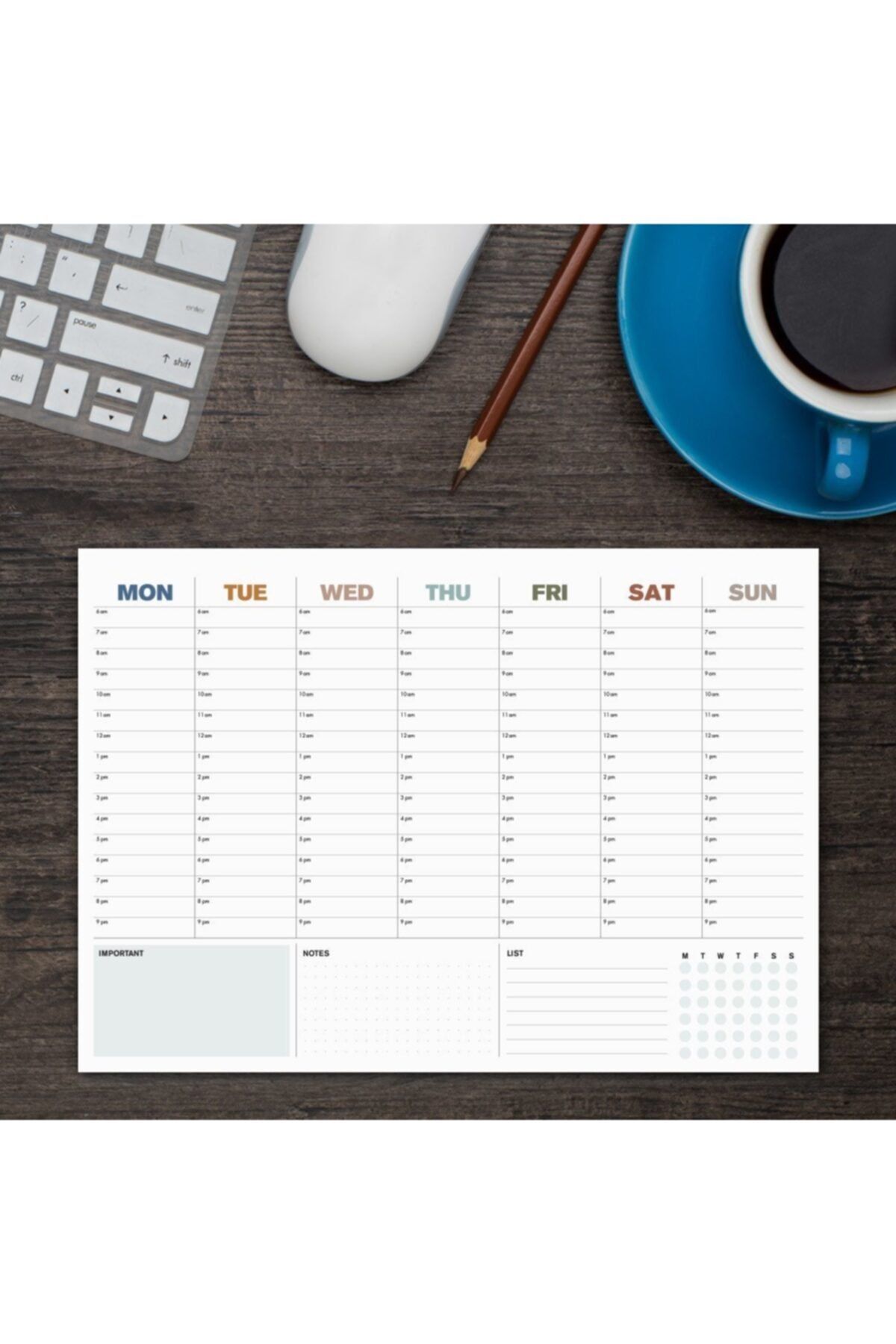 bi'aldım Saat Ayarlı Haftalık Planlama Defteri Time Blocking Weekly Planner