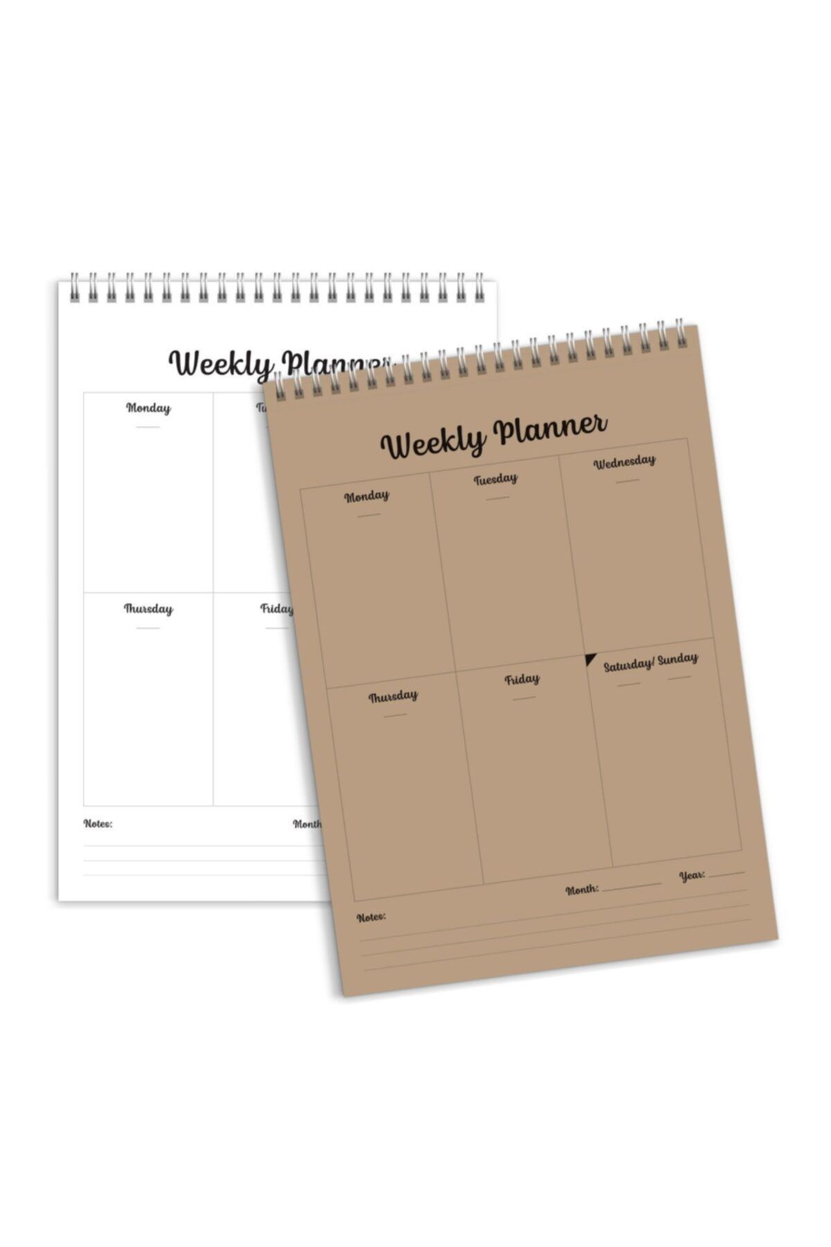 bi'aldım Haftalık Planlama Not Defteri Vintage Weekly Planner Kahve