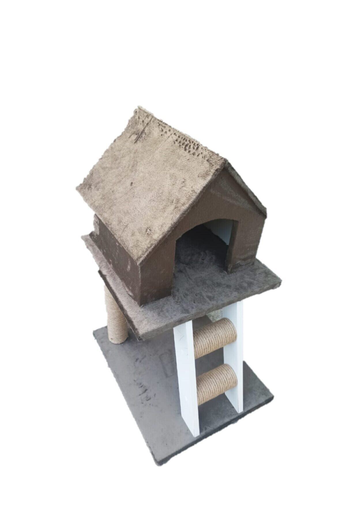 Aypet 2 Katlı Tırmalamalı Kedi Evi Füme Gri