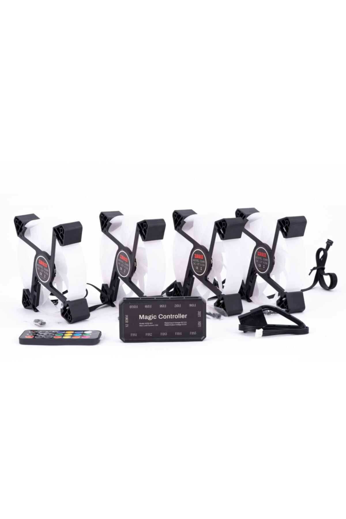 ZAUSS 4in1 Kumandalı Yüksek Performans Rgb Fan Seti 4lü 12cm Kasa Fanı Aura Sync