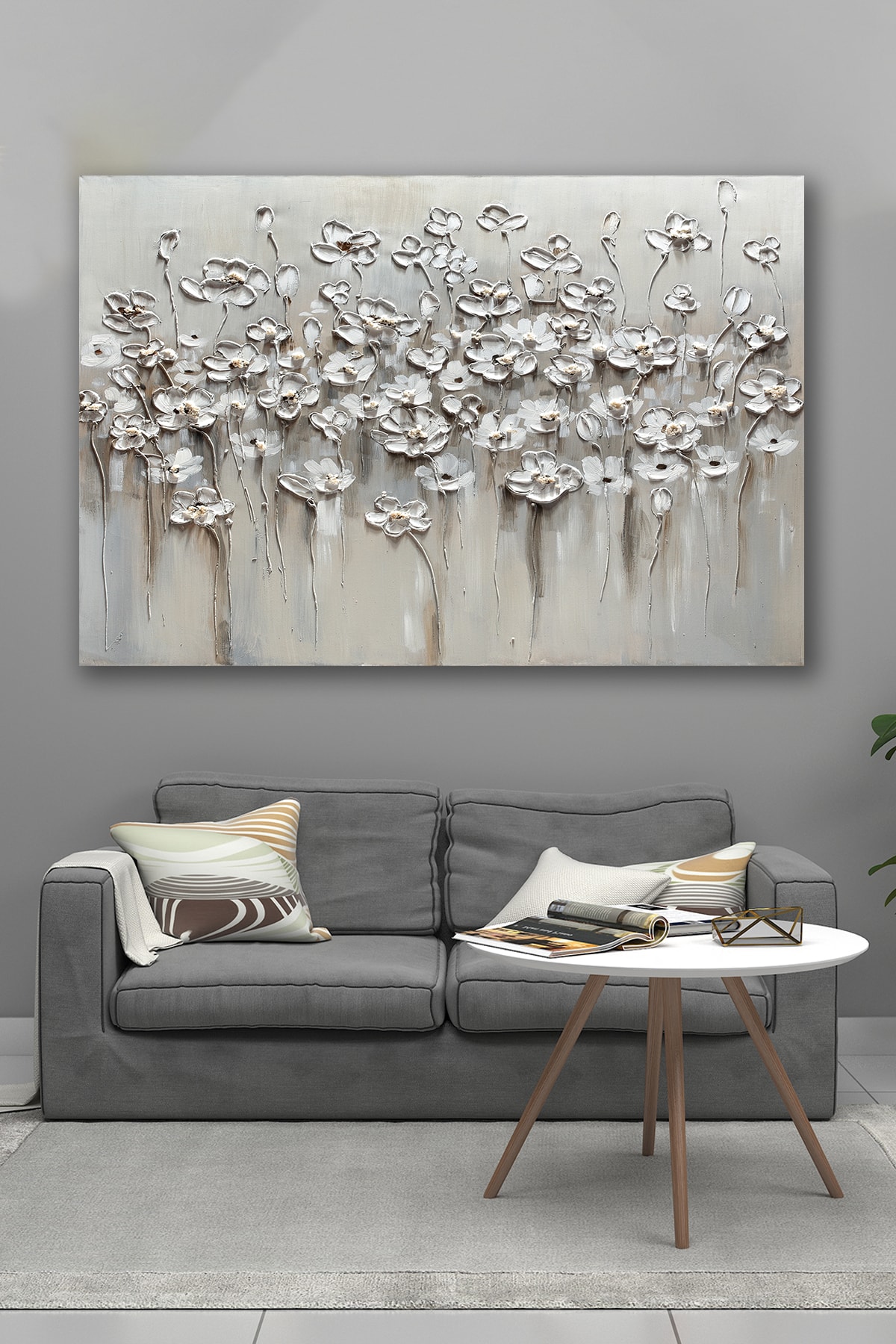 Hediyeler Kapında 70x100 Soğuk Çiçekler Kanvas Tablo