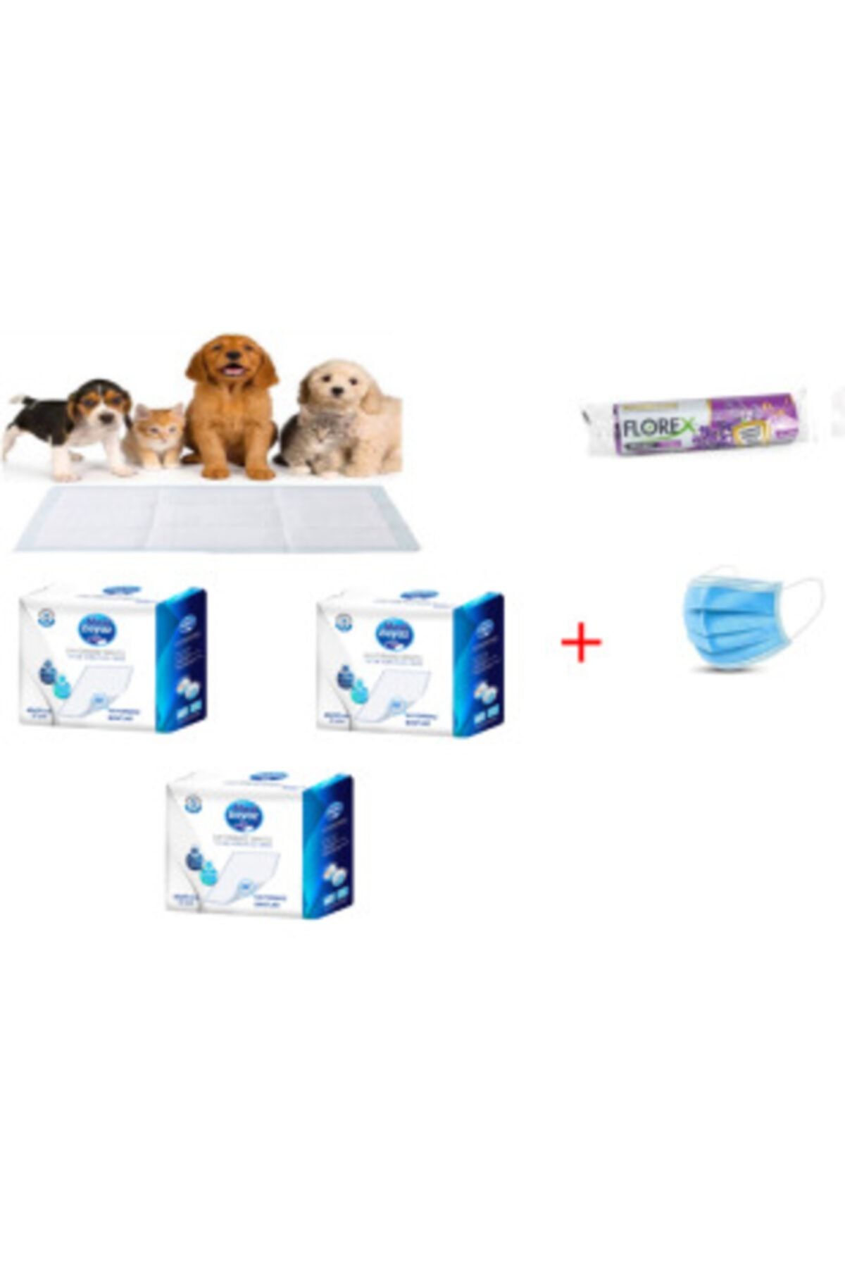 Mavi beyaz Kaydırmaz Bantlı Köpek Çiş Pedi 60x90 3 Paket 90 Adet (hediyeli)