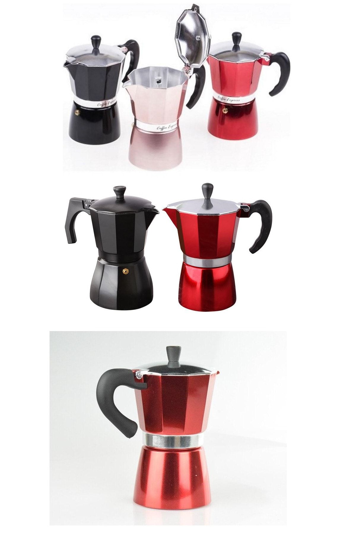 GAT Shop Pratik Kahve Makinesi Mocha Espresso Pot Ev Ve Ofis Için Dayanıklı 6 Kişilik Moka Cezvesi -asorti