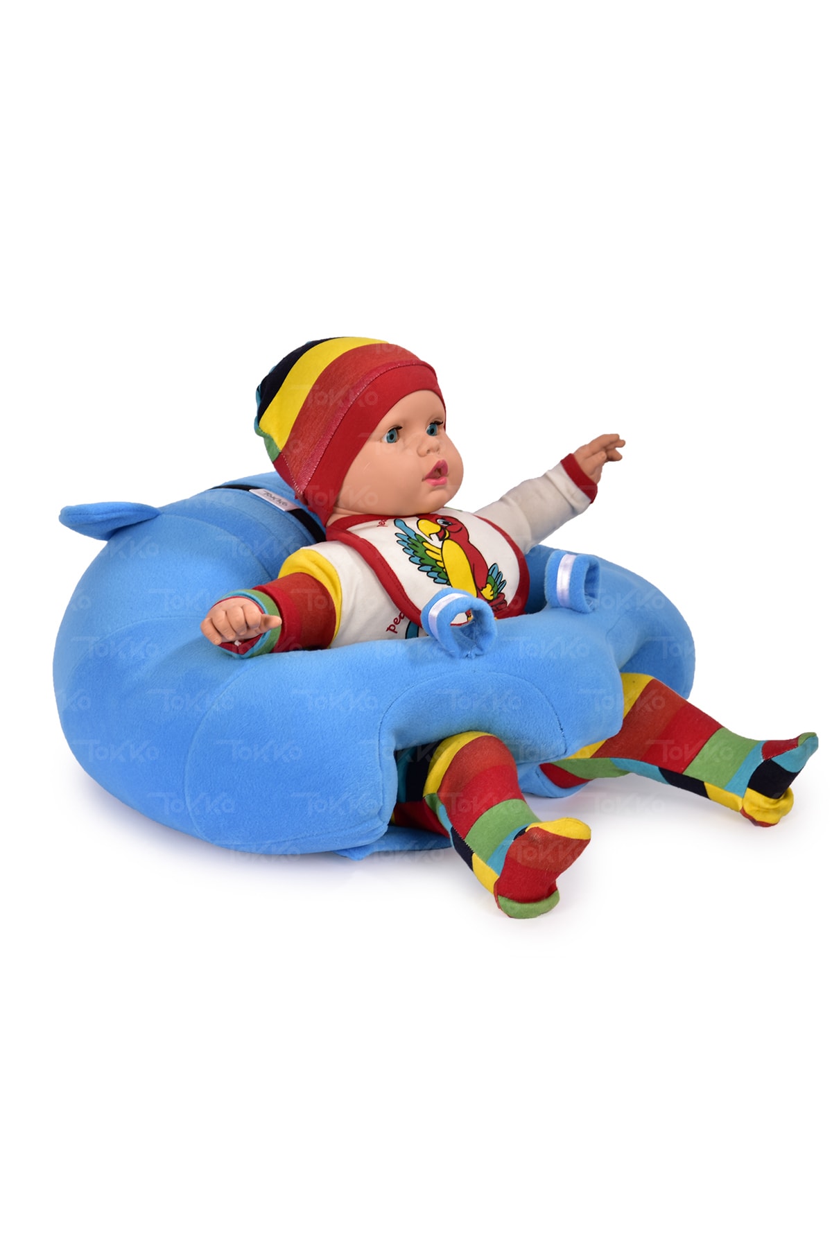 TOKKO Bebek Oturma Destek Minderi - Bebek Koltuğu - Büyük Bebek Oturağı Mavi