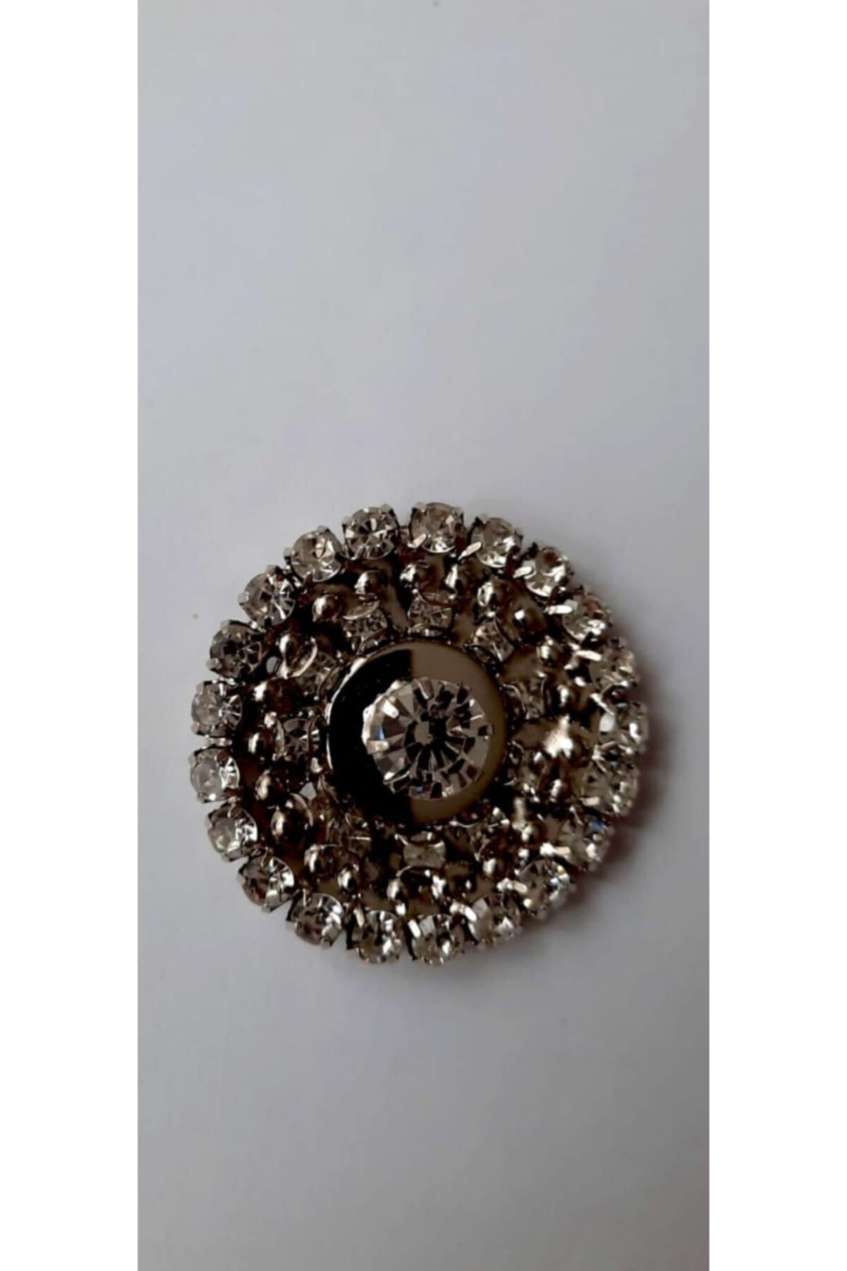 İMREN AKSESUAR Beyaz Taslı 35 Mm Free Nikel Kaplalı Metal Düğme 1 Adet