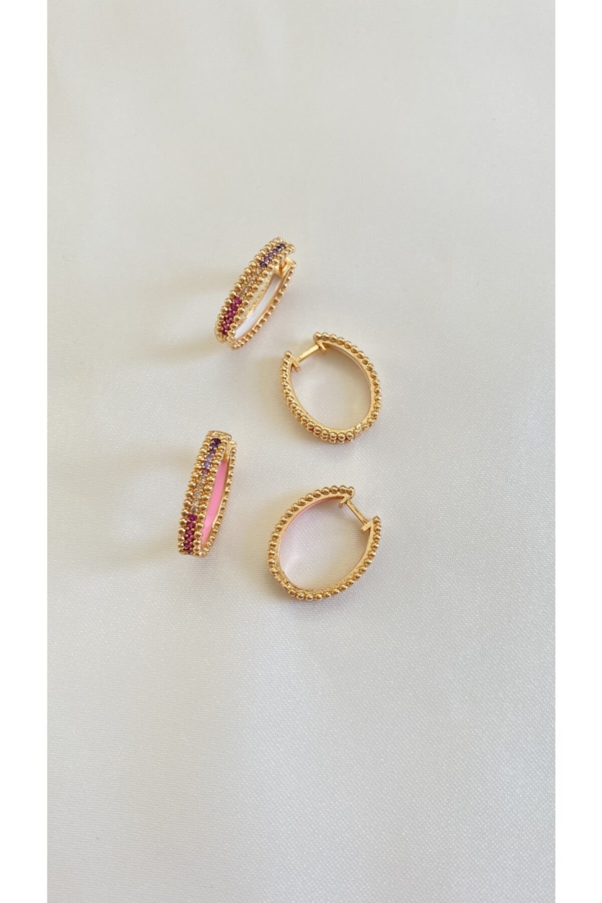 Pinkline Kadın Oval Renkli Taşlı Küpe