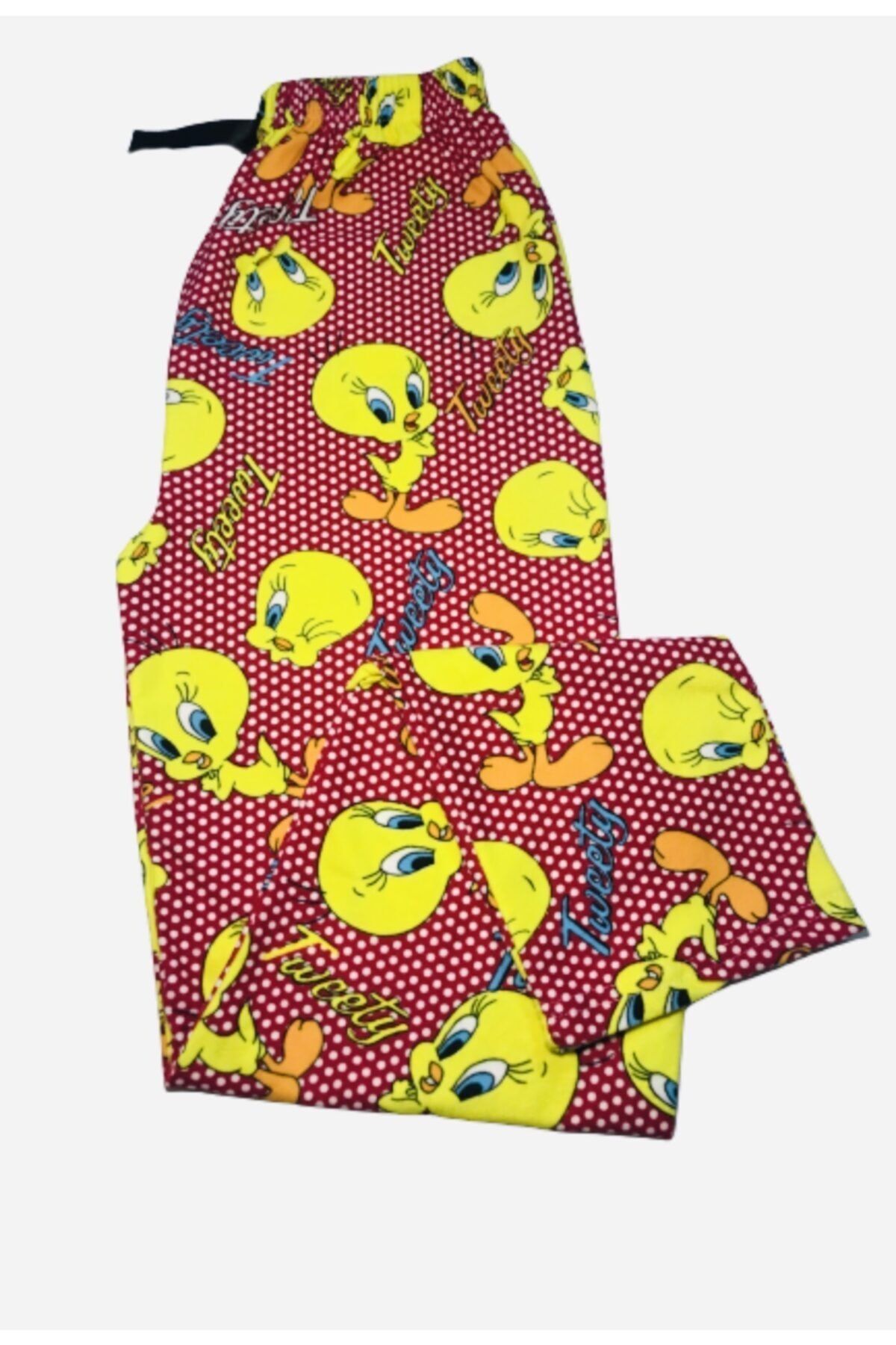 SayaSocks Kadın Kadife Kırmızı Tweety Pijama Altı