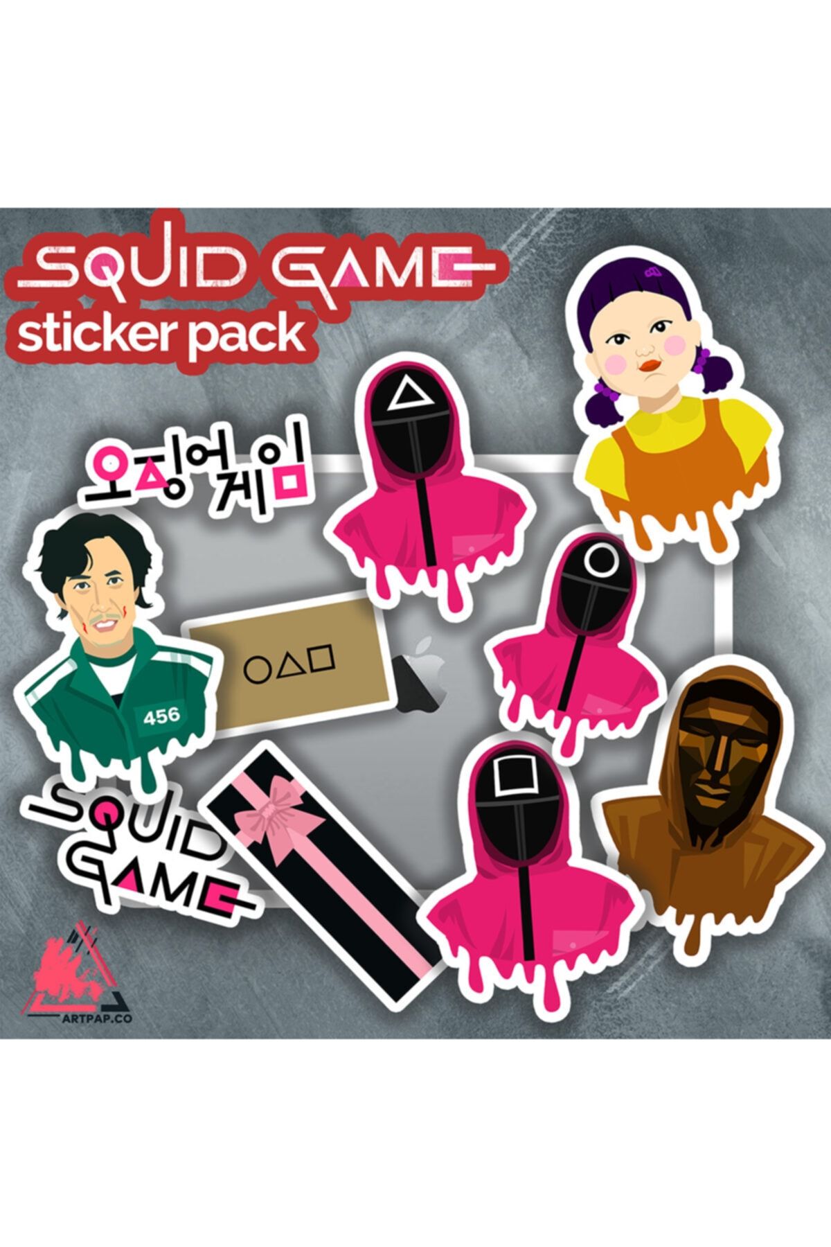 artpap Squid Game 10'lu Laptop Telefon Sticker Set - Pack 4