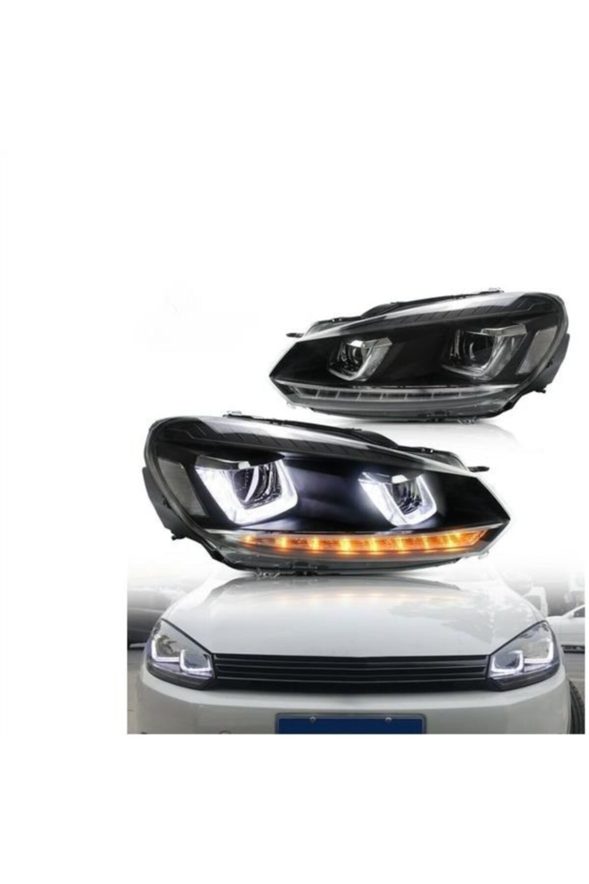 X POWER TUNİNG Volkswagen Golf 6 2012-mk6 Çift U Kayar Sinyalli Ledli Ön Far