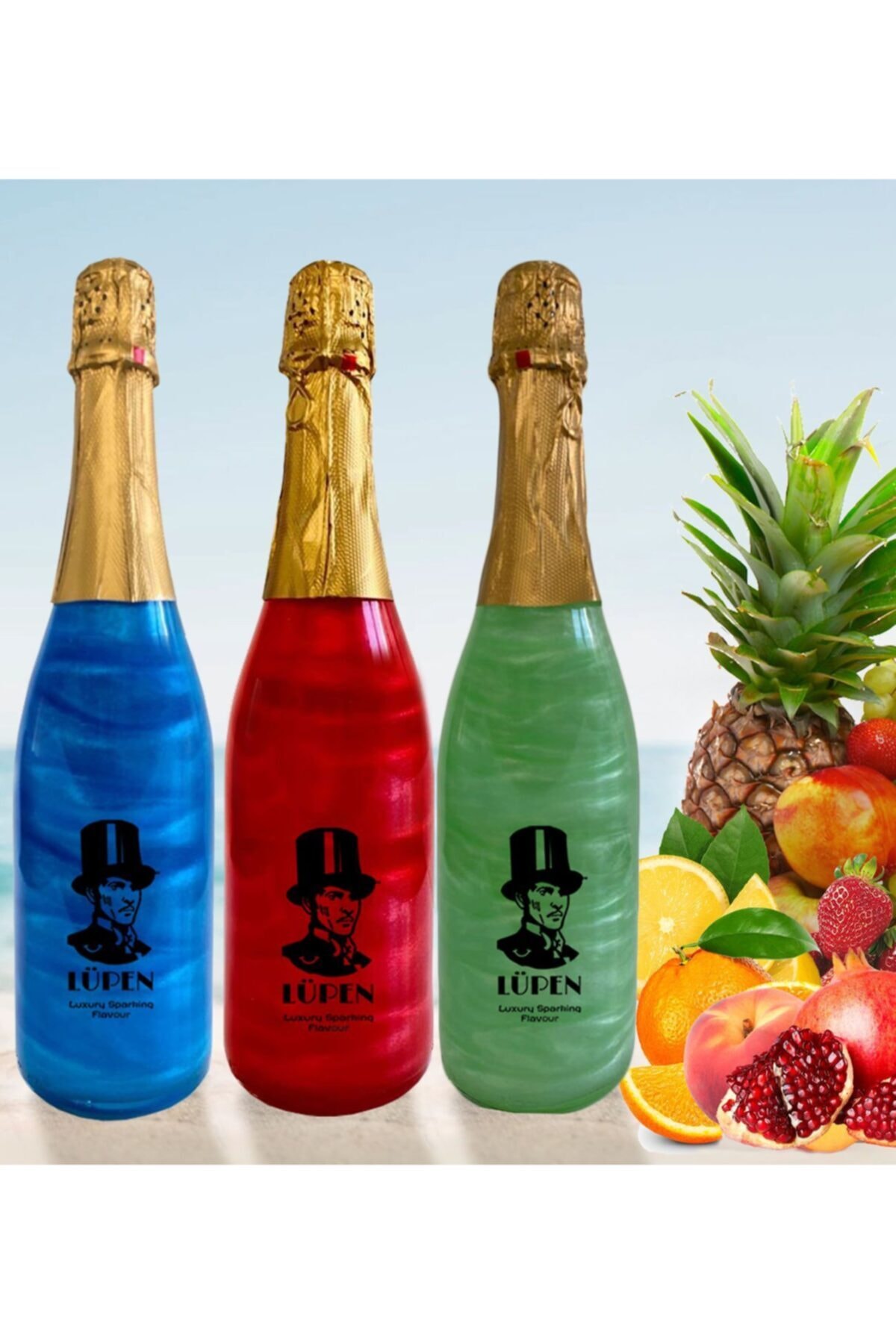 Lüpen Simli T.meyve  Beach Nane Limon Aromalı Gazlı İçecek 3 Adet