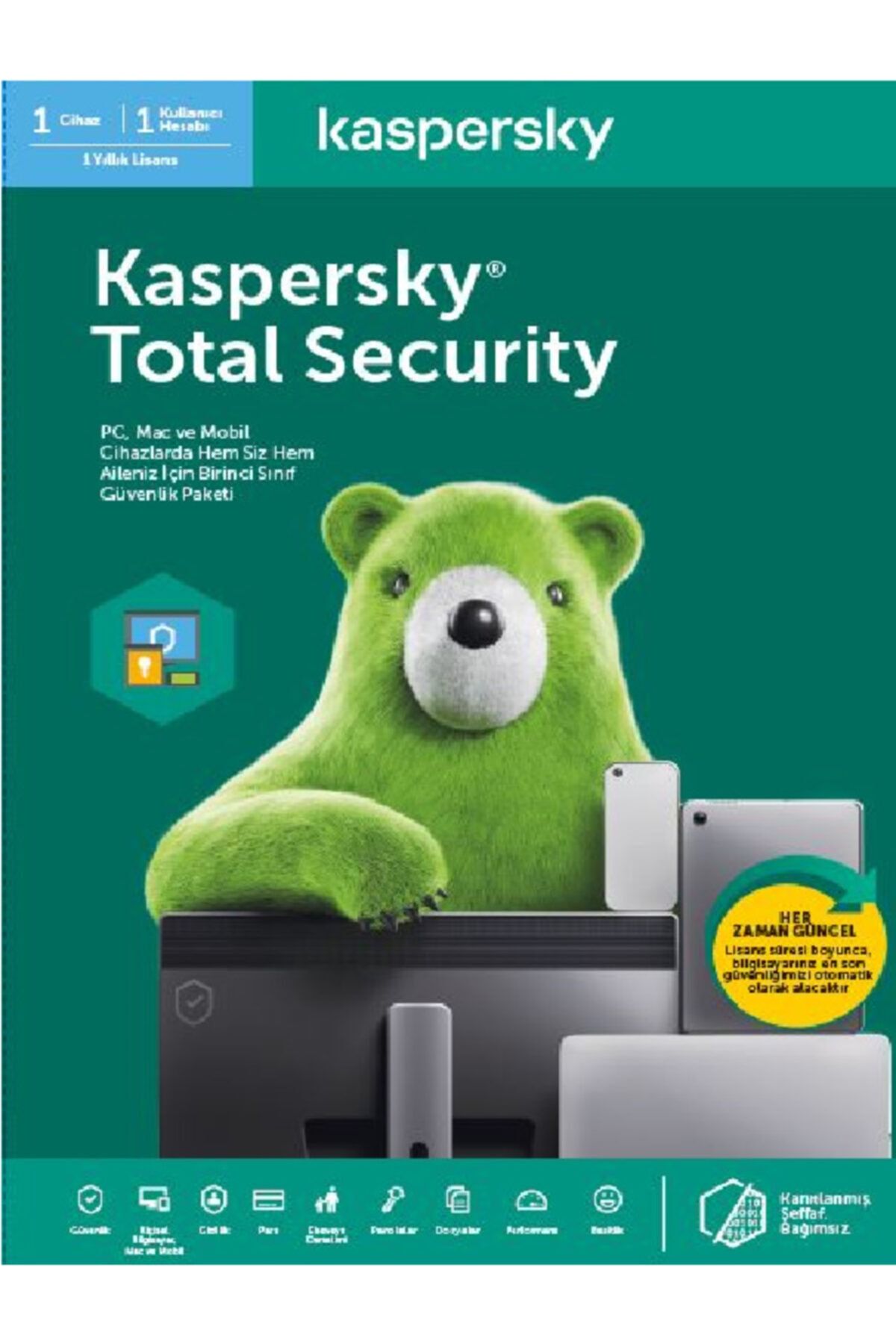 KASPERSKY Total Security 2021-1 Bilgisayar 1 Yıl Türkçe