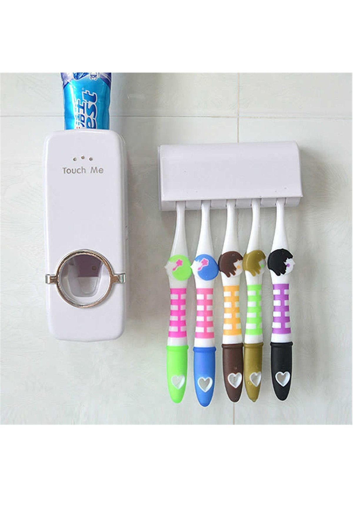 Bundera Otomatik Diş Macunu Sıkacağı Ve Diş Fırçası Tutucu Banyo Askı Set