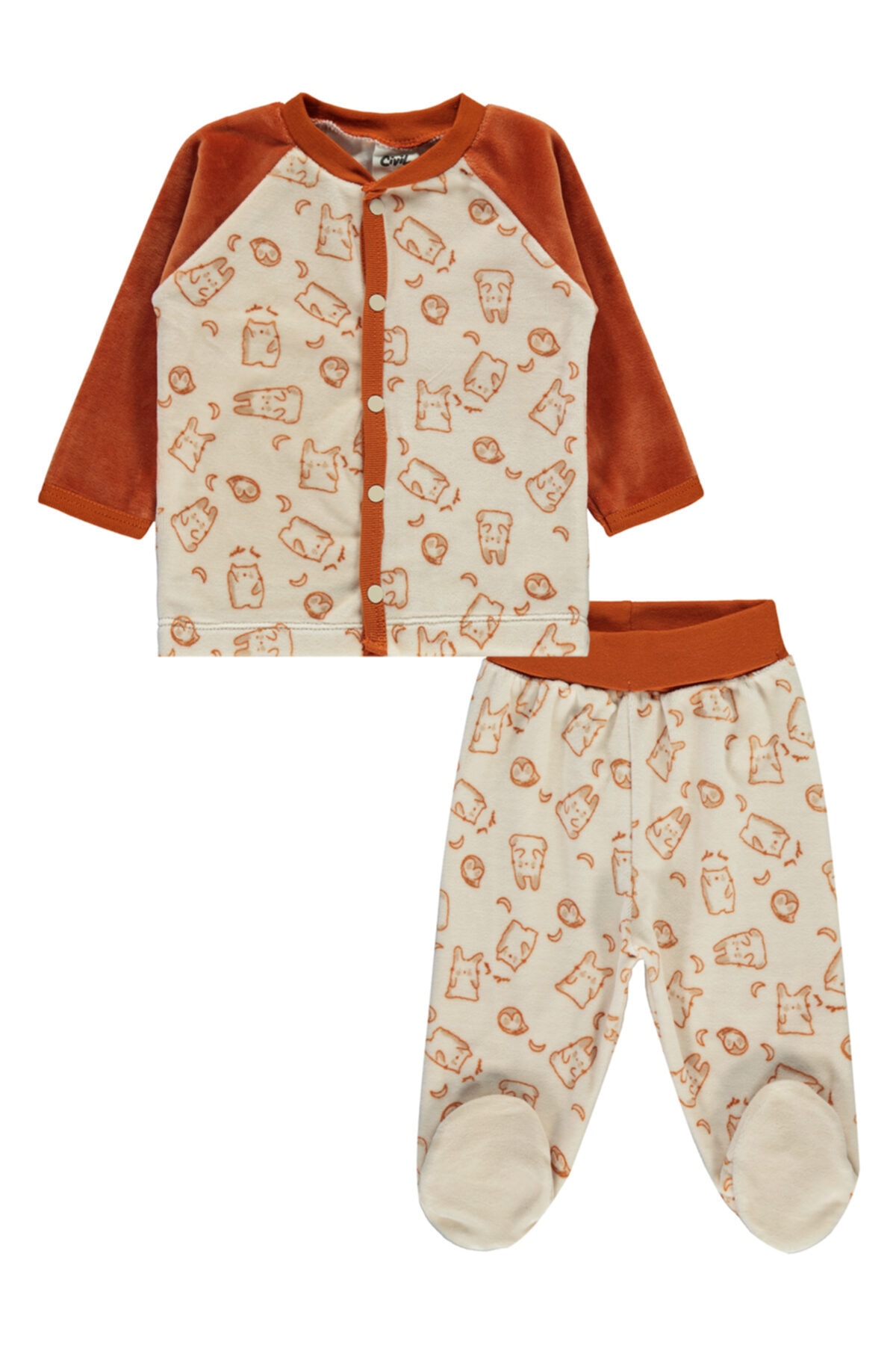 Civil Baby Erkek Bebek Pijama Takım 3-6 Ay Kiremit