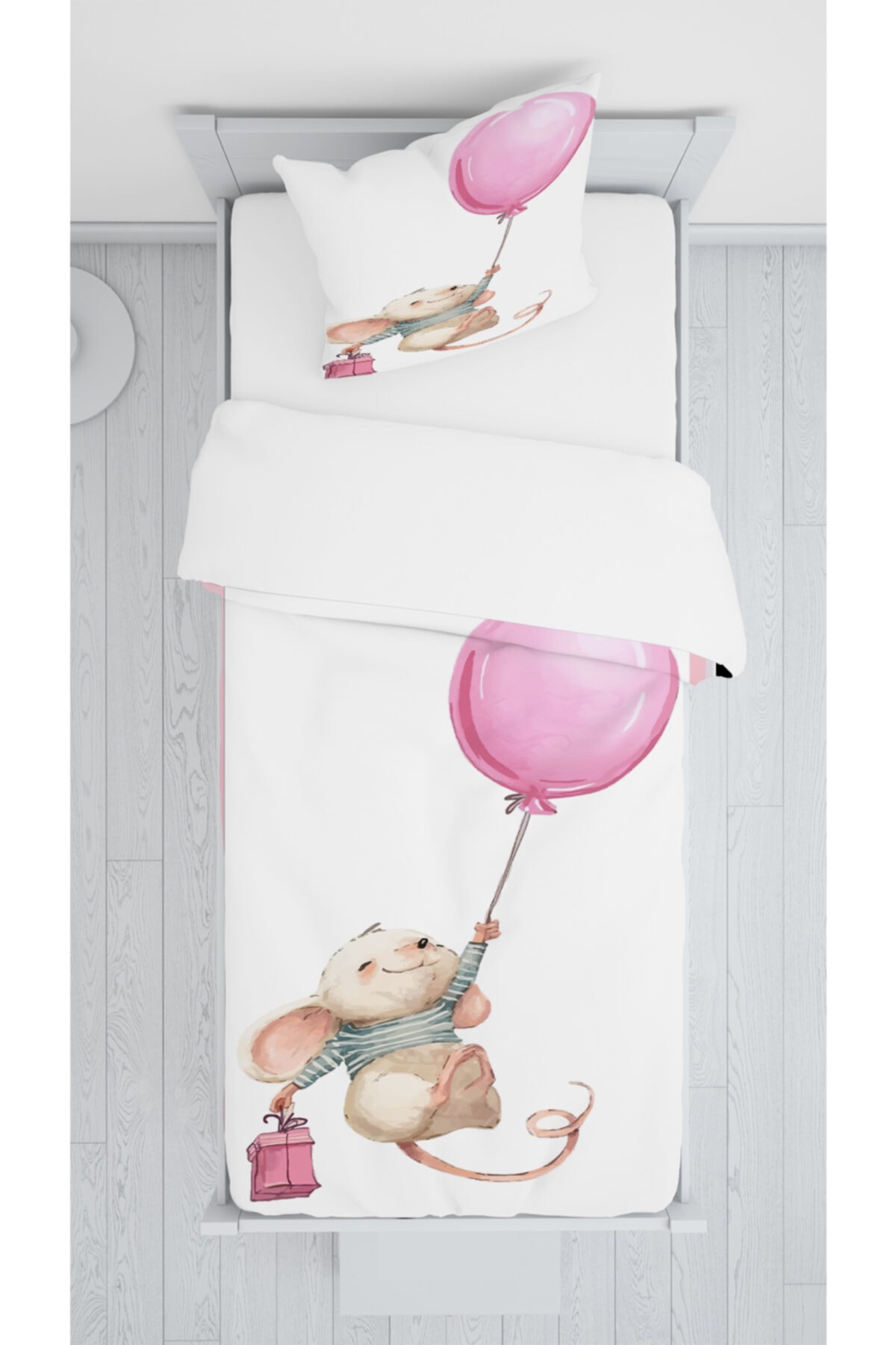 Daniel Kids Süet Yatak Örtüsü Takımı Uc an Balon Desenli