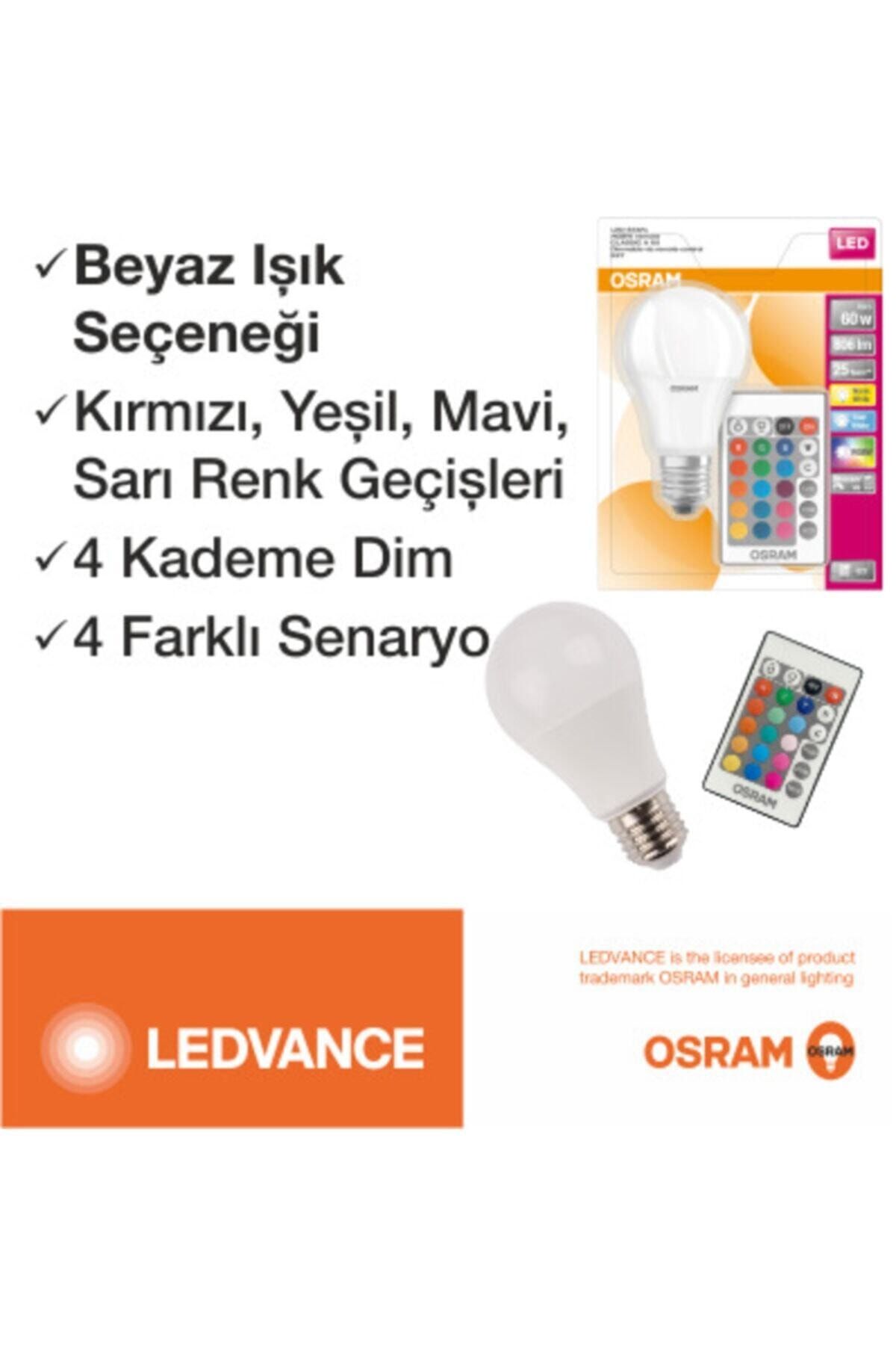 Osram Led Uzaktan Kumandalı Renk Değiştiren 9w 806 Lm E27 Ampul
