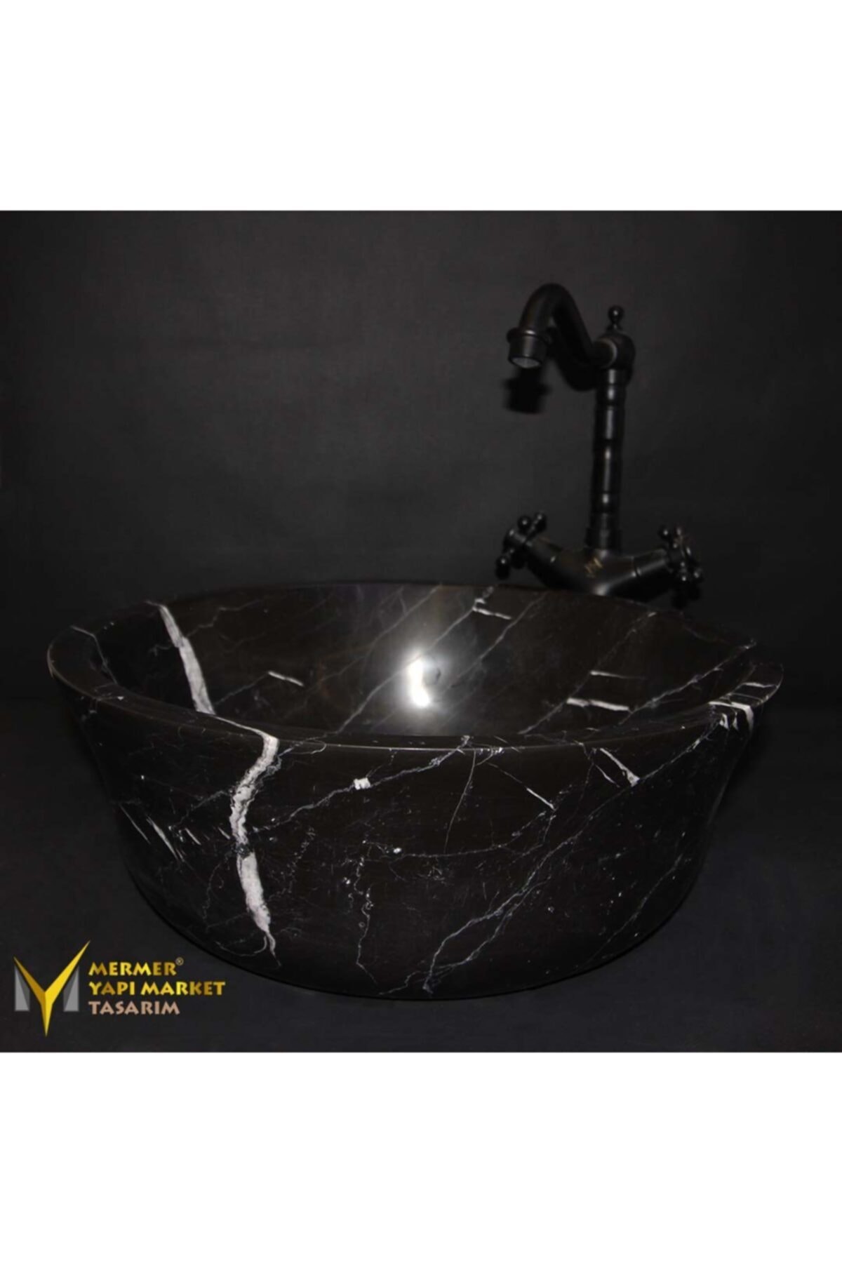 MYM Mermer Yapı Market Tasarım Toros Siyah Mermer Dizayn Çanak Lavabo